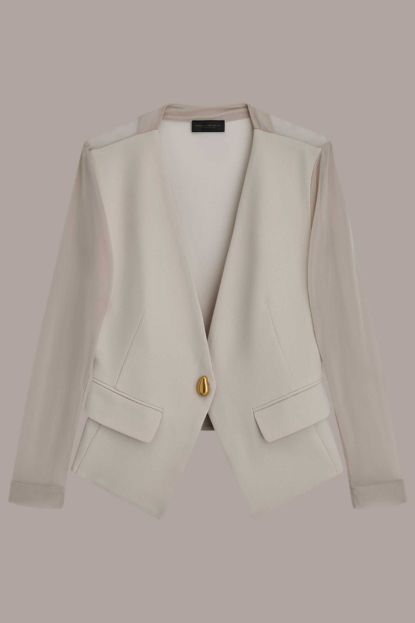 CHIFFON PANELED ONE BUTTON JACKET VIEW 8 | New clothing