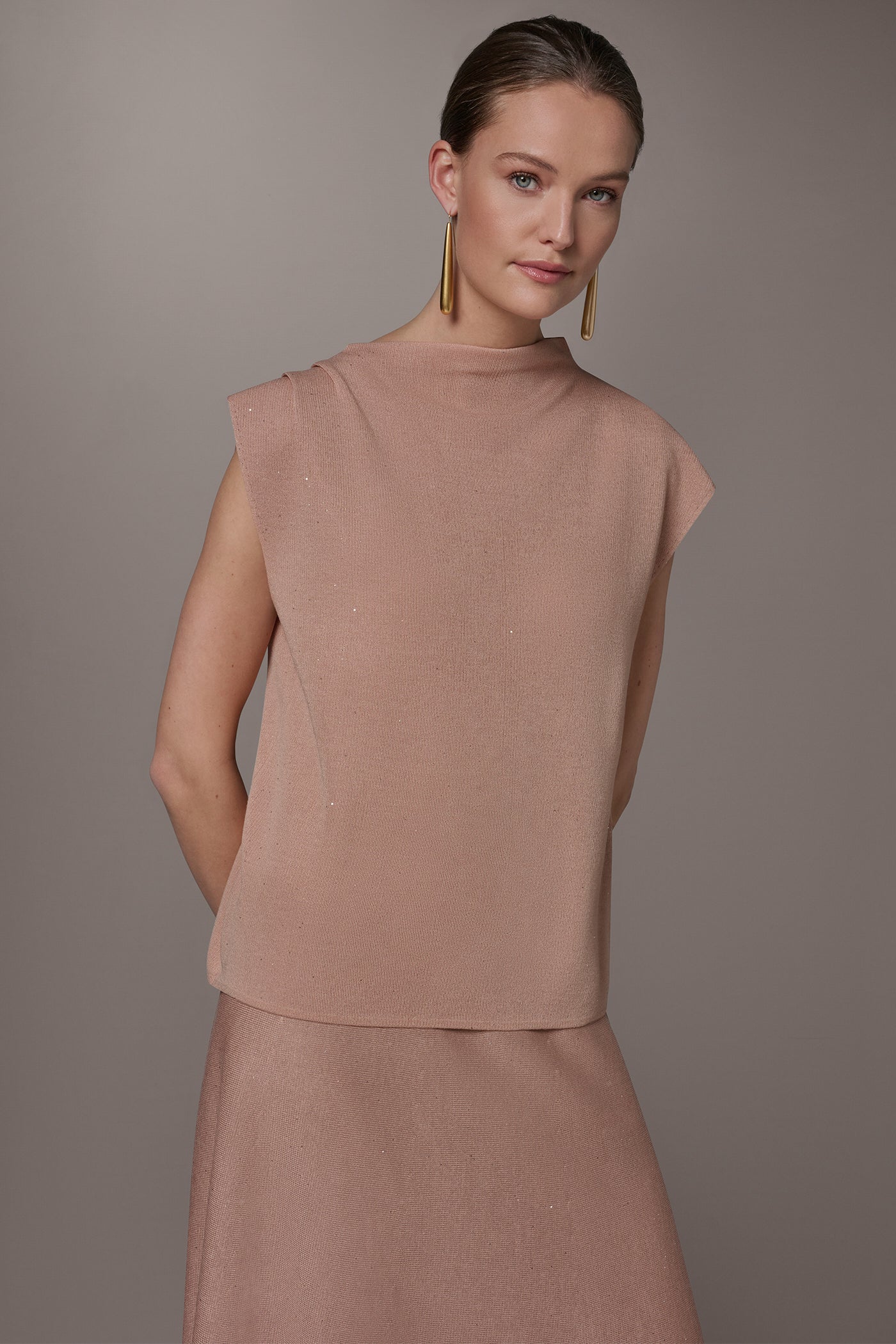 SEQUIN ASYMMETRIC FUNNEL NECK SWEATER | View 1 | New clothing