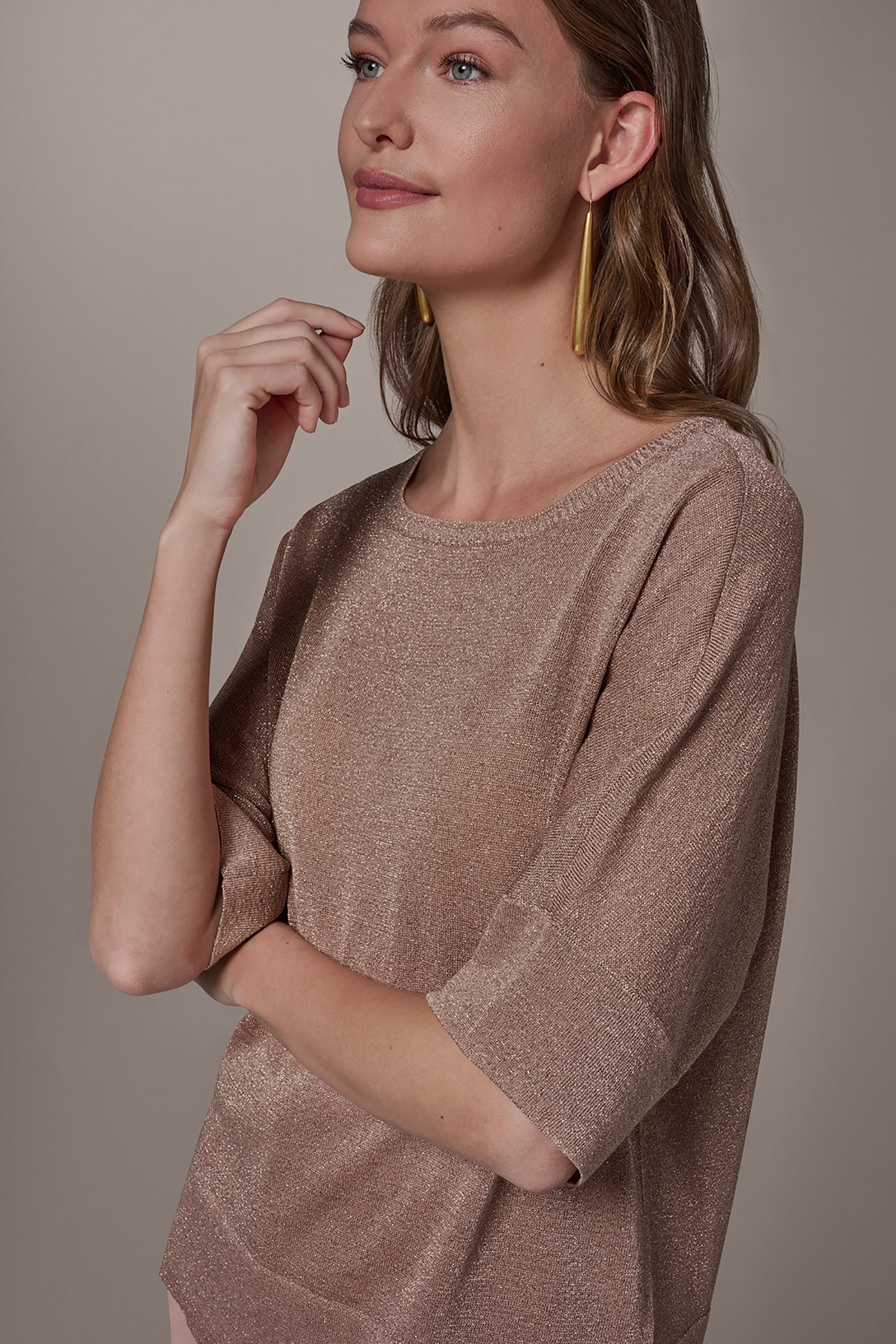 METALLIC WIDE CUFF SWEATER VIEW 4 | Sweaters