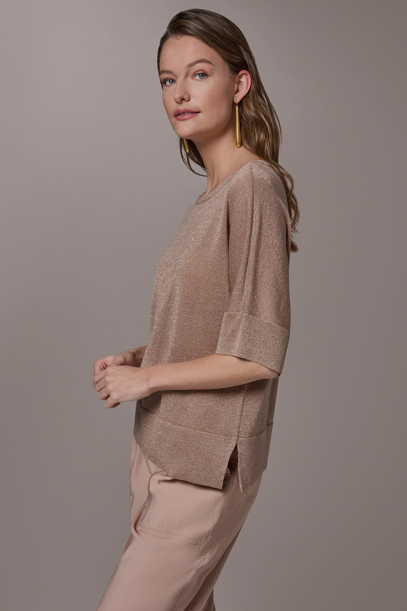 METALLIC WIDE CUFF SWEATER VIEW 3 | Sweaters