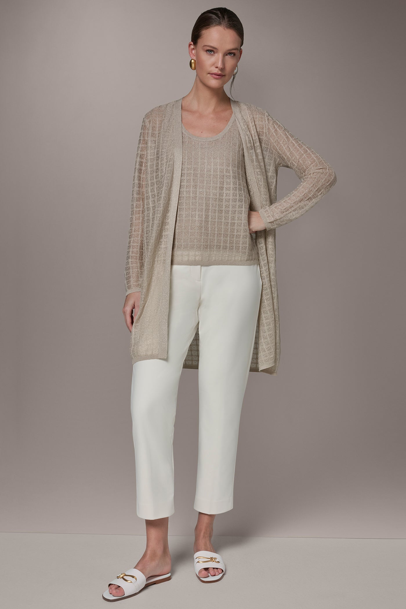 LONG GRID STITCH CARDIGAN VIEW 6 | Clothing