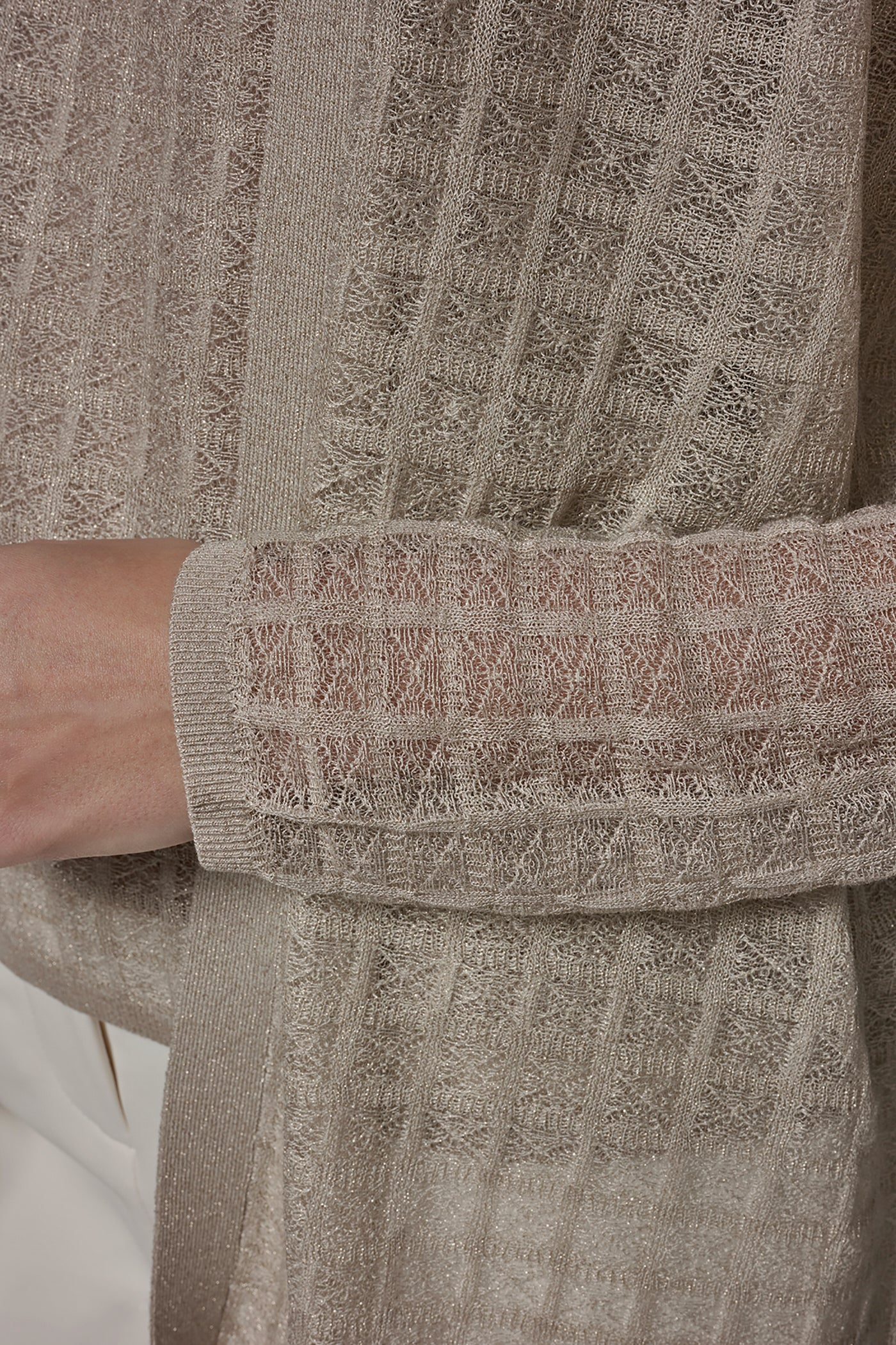 LONG GRID STITCH CARDIGAN VIEW 4 | Clothing