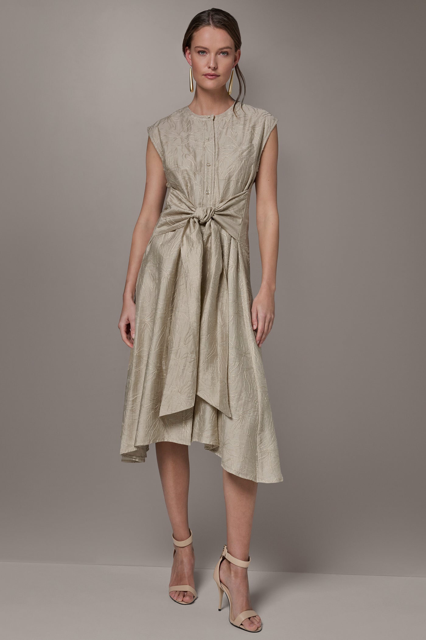 Embroidered Tie Front Midi Dress | Midi DressFit and Flare Embroidered Tie Front Midi Dress | Midi DressFit and Flare