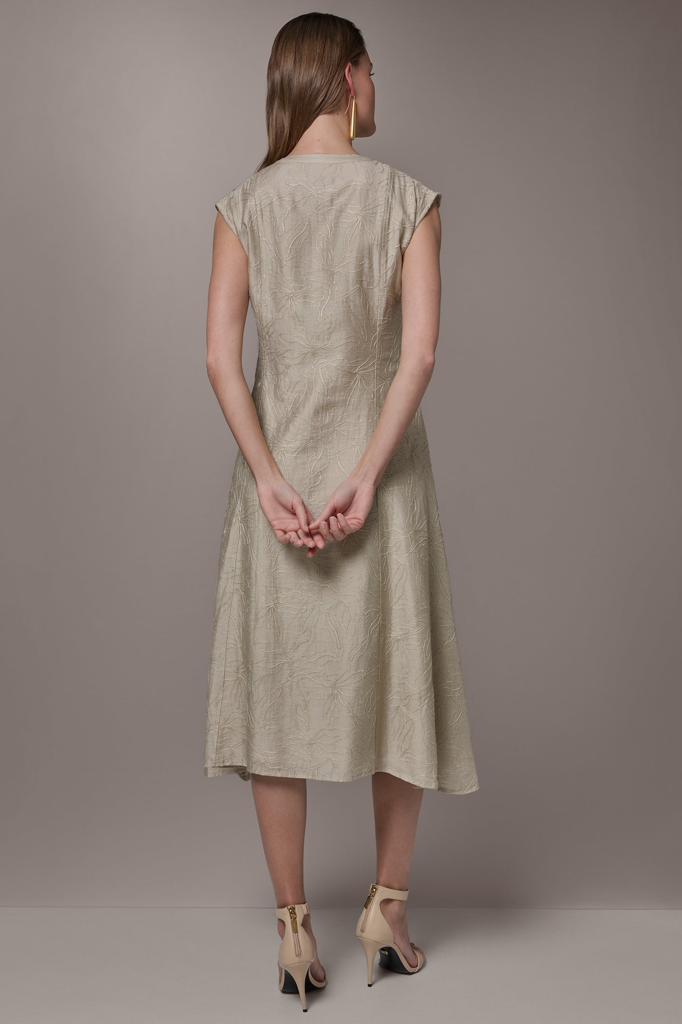 EMBROIDERED TIE-FRONT MIDI DRESS | View 2 | Dresses & Jumpsuits