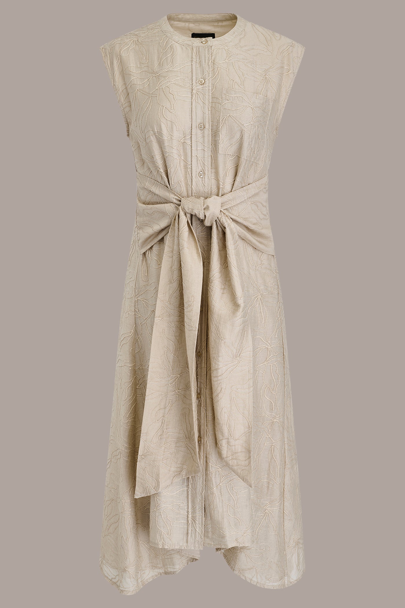 EMBROIDERED TIE-FRONT MIDI DRESS VIEW 8 | New Arrivals