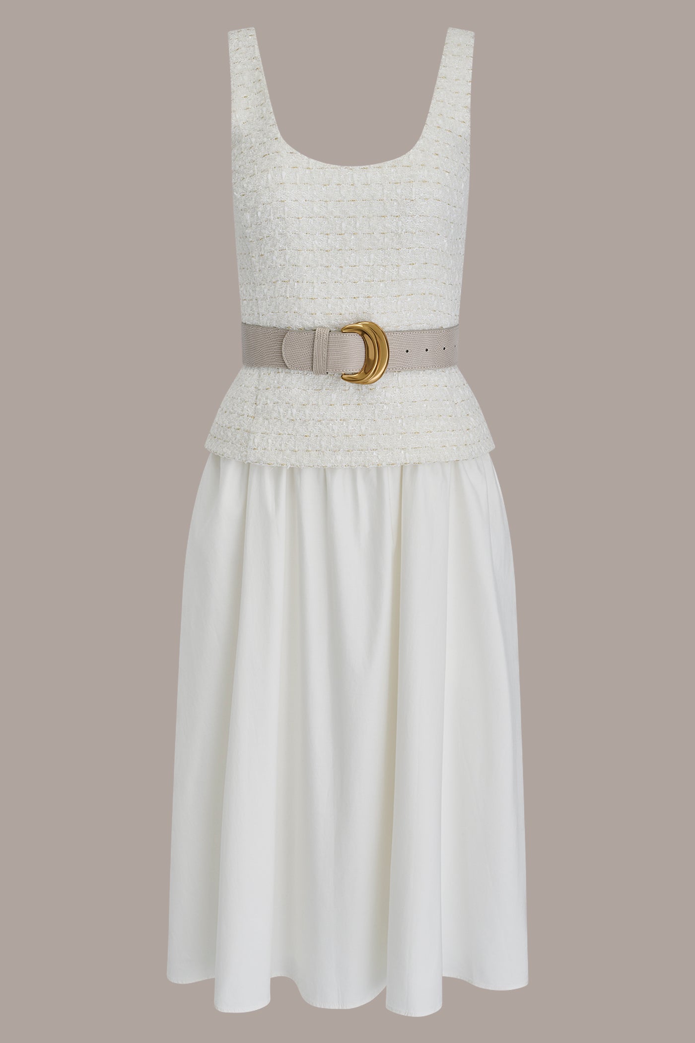 TWEED MIXED MEDIA MIDI TANK DRESS VIEW 8