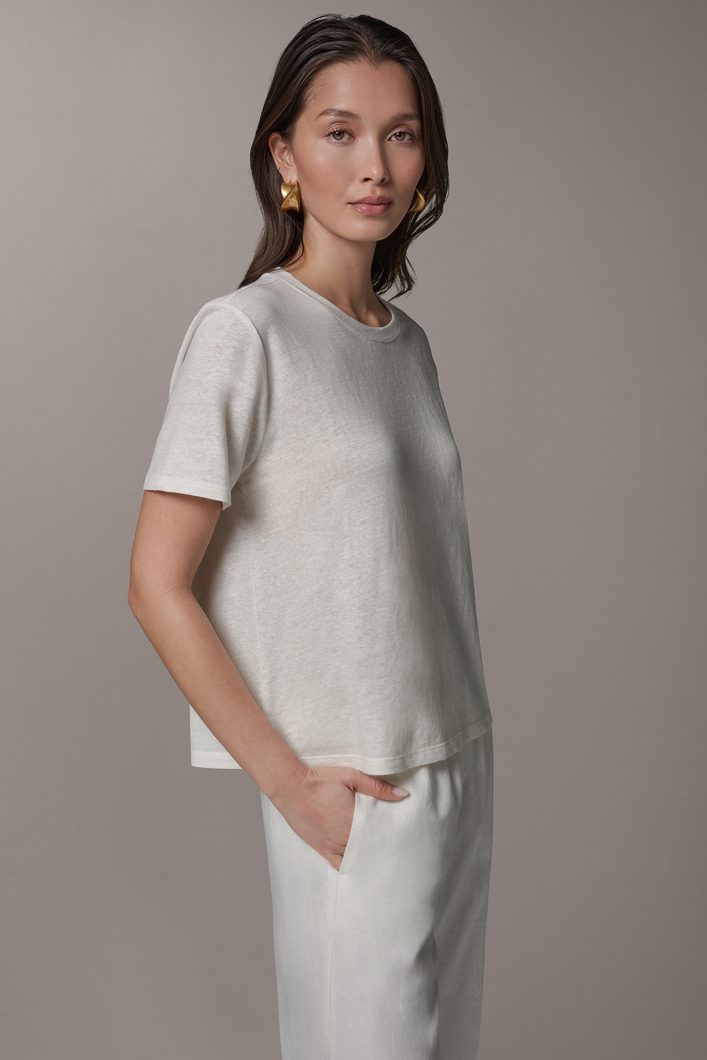 SHORT SLEEVE TEE VIEW 3 | Donna Karan Weekend Tops