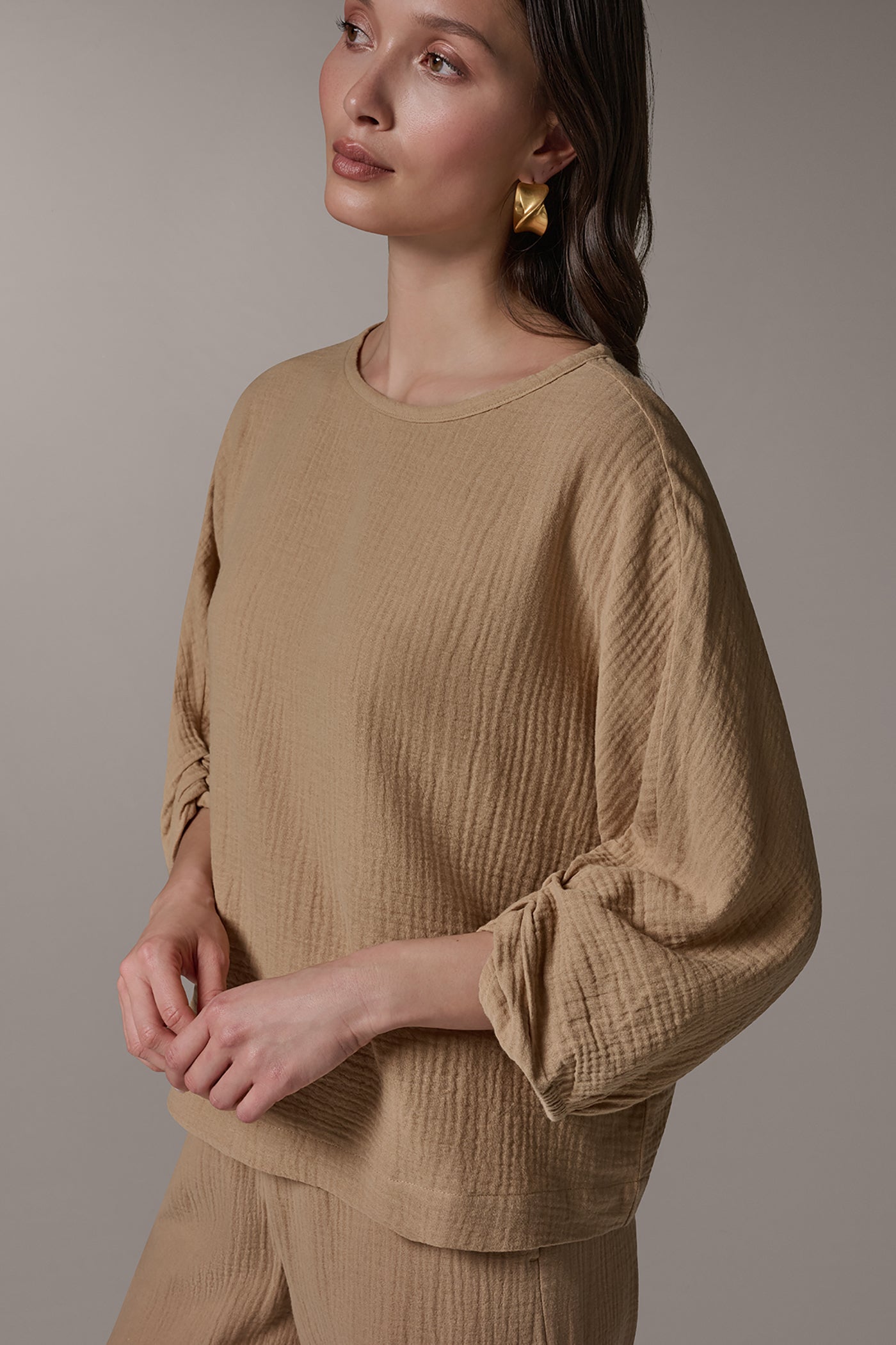 3/4 SLEEVE TWIST CUFF BLOUSE VIEW 5 | Donna Karan Weekend Tops