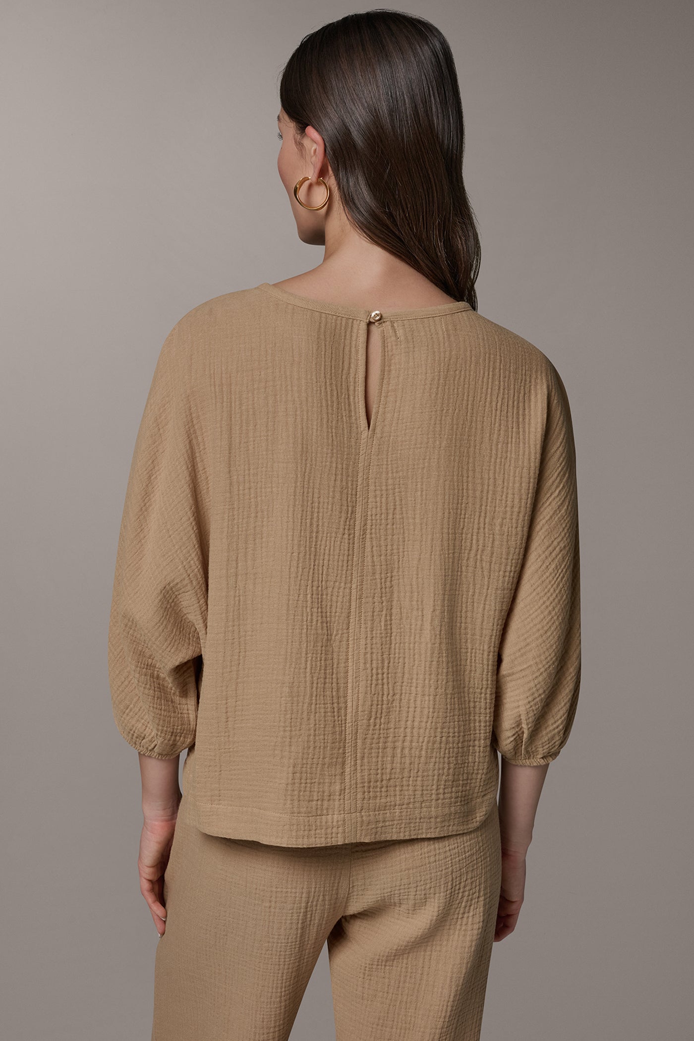 3/4 SLEEVE TWIST CUFF BLOUSE VIEW 3 | Donna Karan Weekend Tops