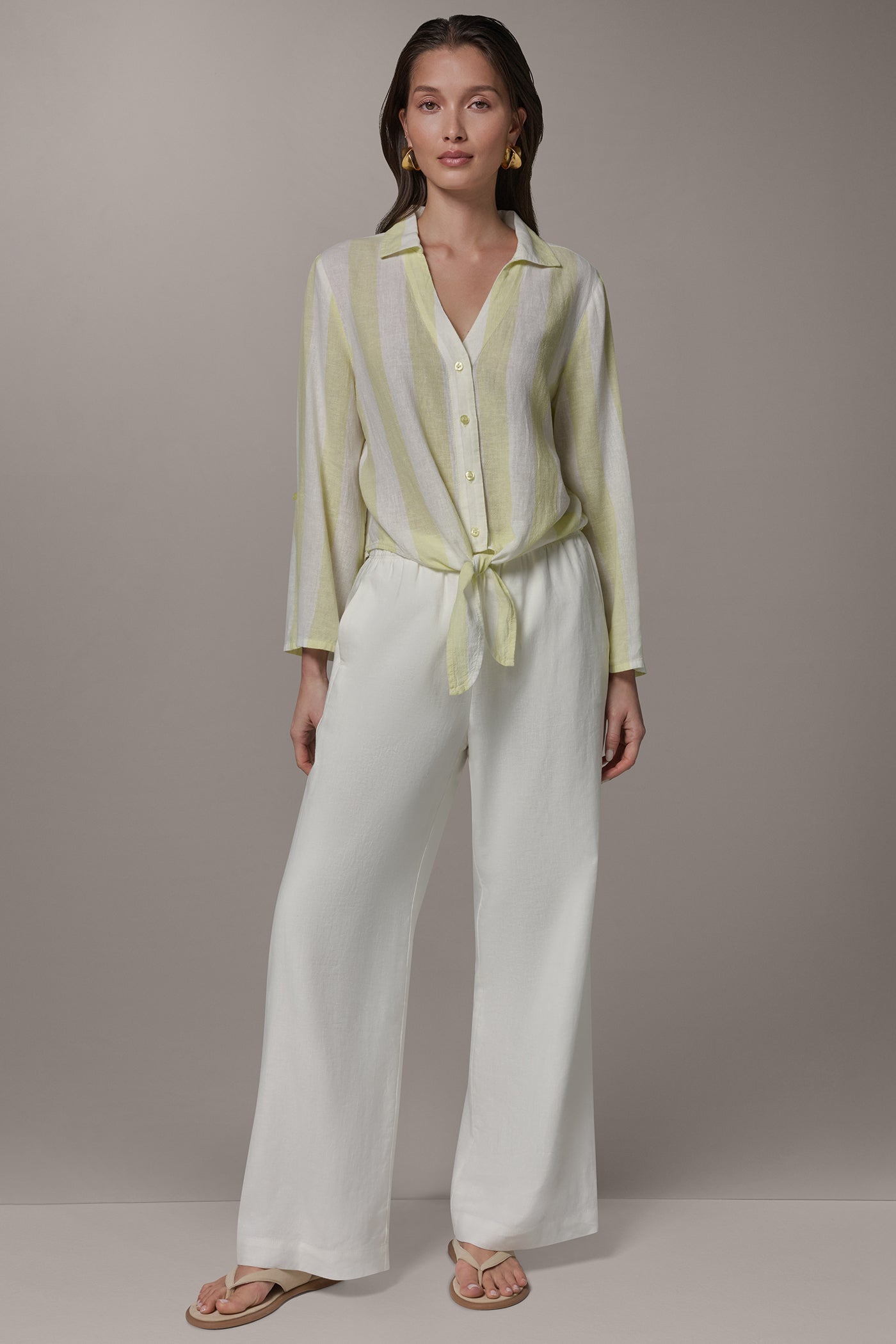 LONG SLEEVE TIE-FRONT BLOUSE VIEW 8 | Donna Karan Weekend