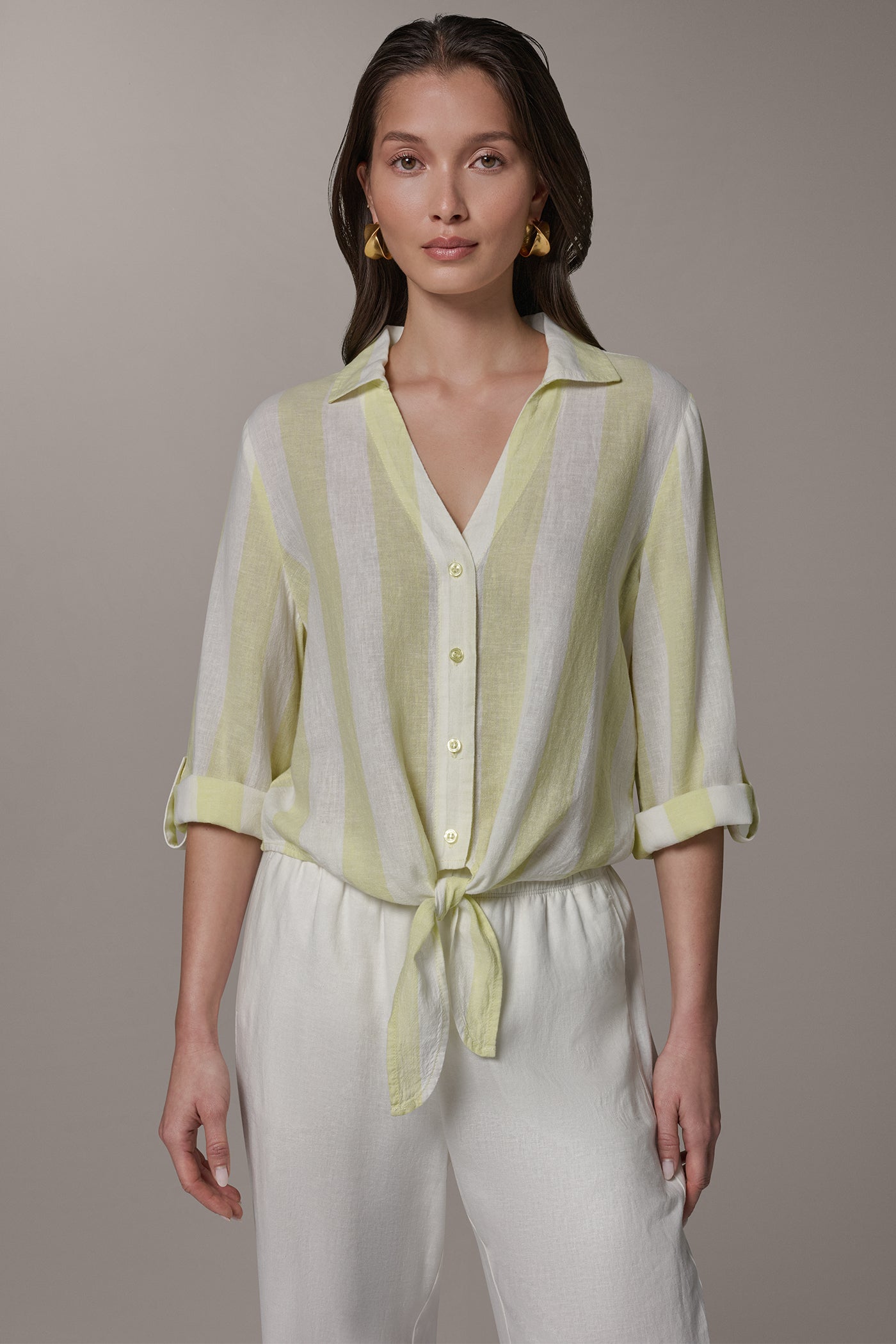 LONG SLEEVE TIE-FRONT BLOUSE | View 1 | Casual Collection