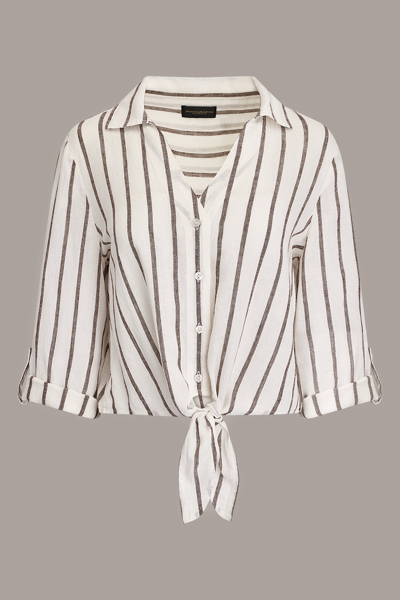 LONG SLEEVE TIE-FRONT BLOUSE VIEW 9 | Donna Karan Weekend Tops