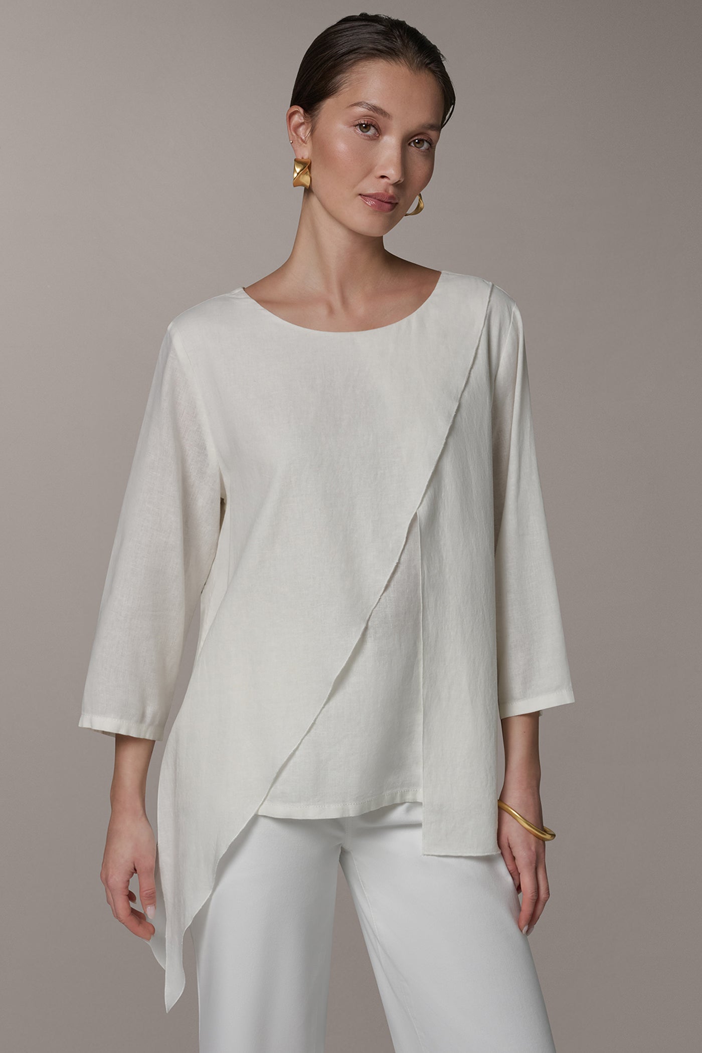 3/4 SLEEVE OVERLAY BLOUSE | View 1 | Products