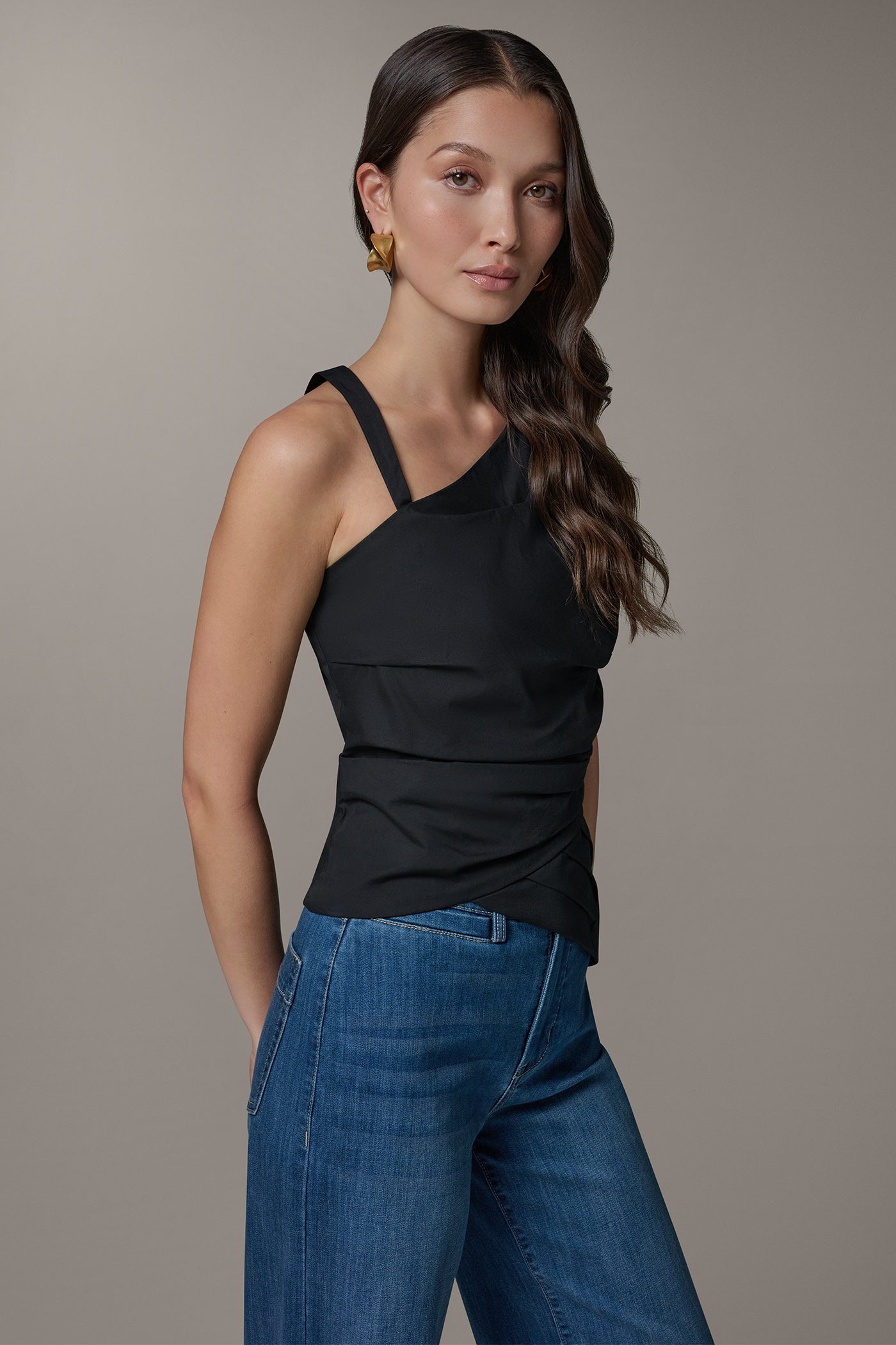 SLEEVELESS ASYMMETRIC BLOUSE VIEW 3 | Tops