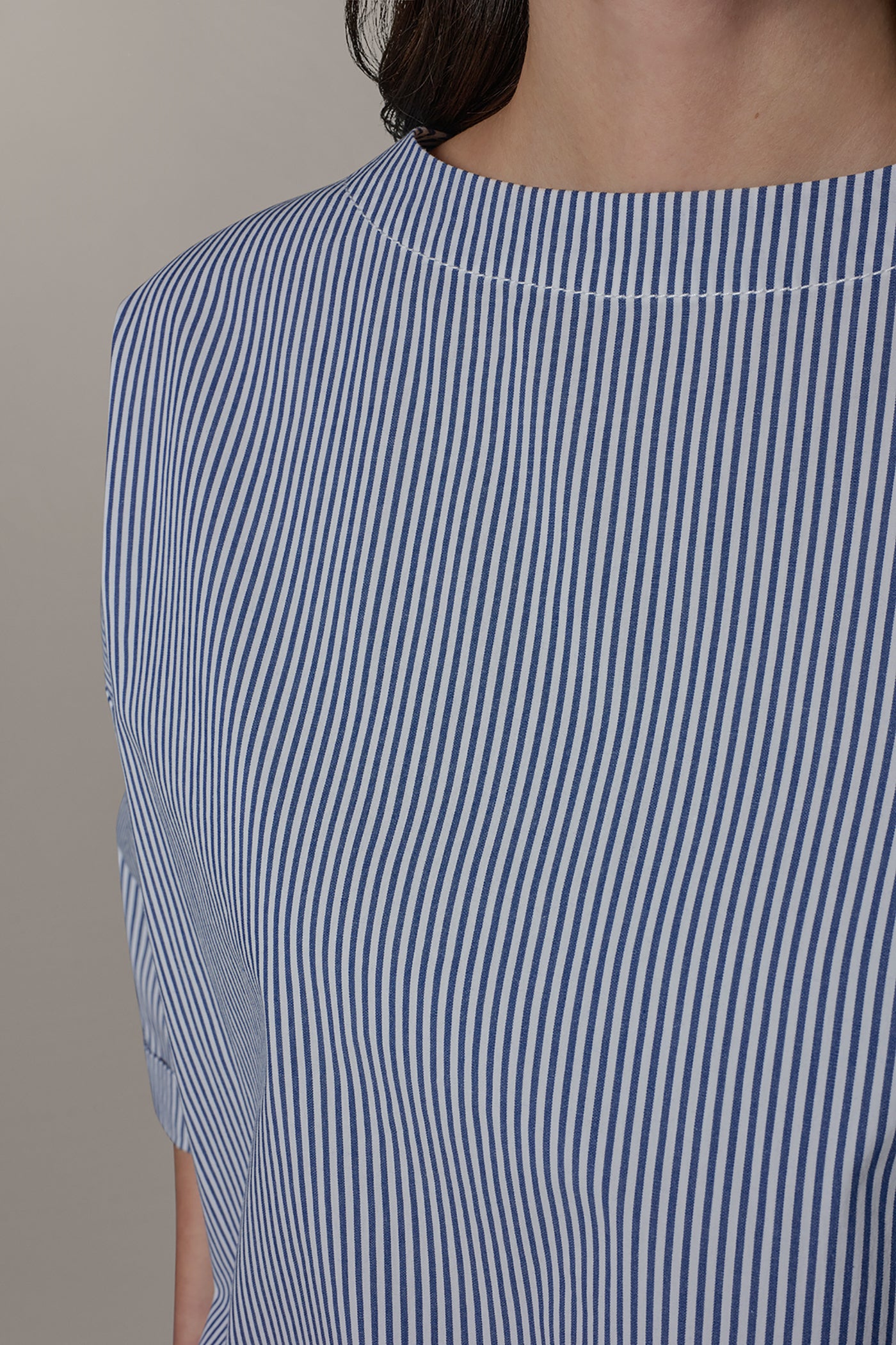 STRIPED 3/4 SLEEVE BOAT NECK BLOUSE VIEW 5 | Donna Karan Weekend Tops