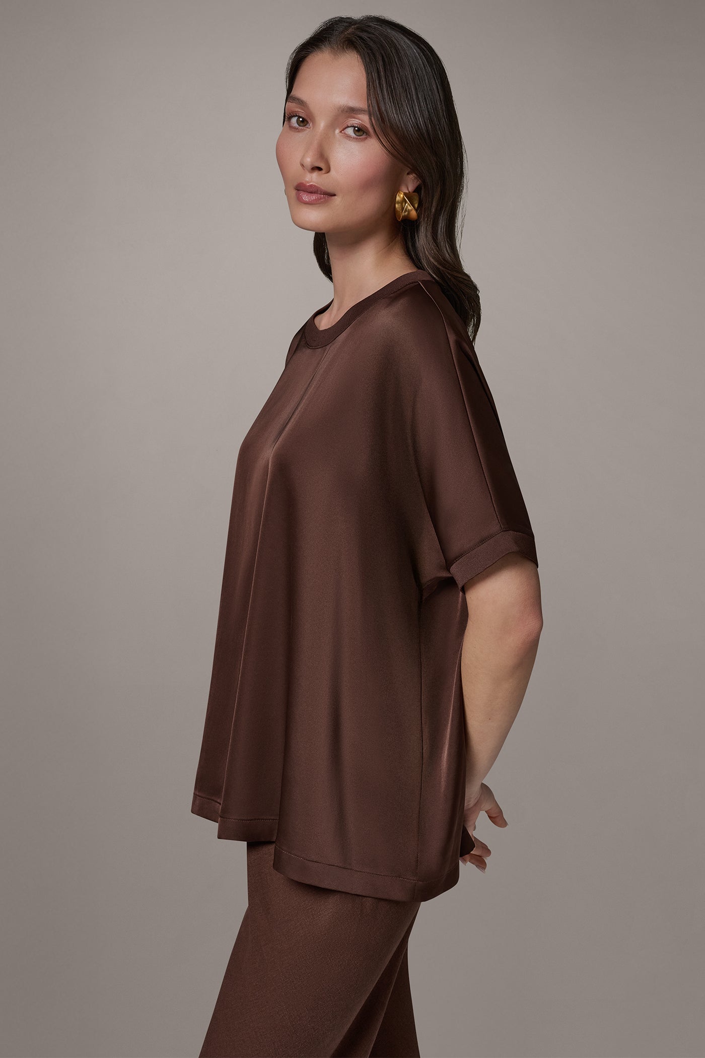 SHORT SLEEVE BOXY BLOUSE VIEW 3 | NEW DONNA KARAN WEEKEND