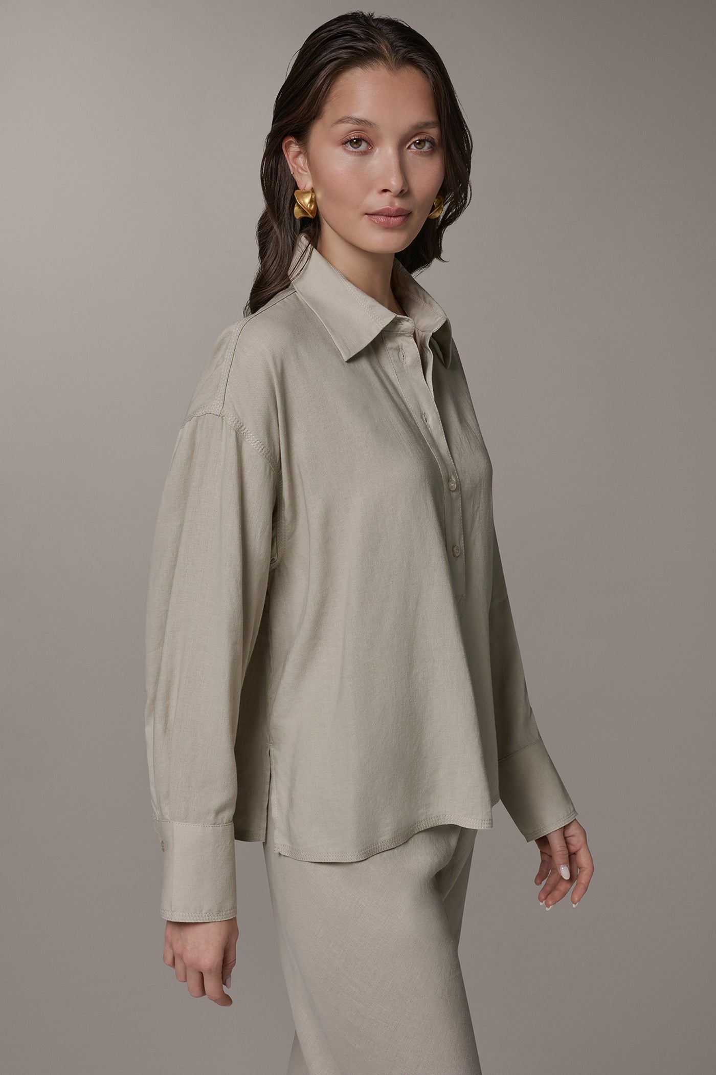 LONG SLEEVE HALF BUTTON BLOUSE VIEW 4 | New Arrivals