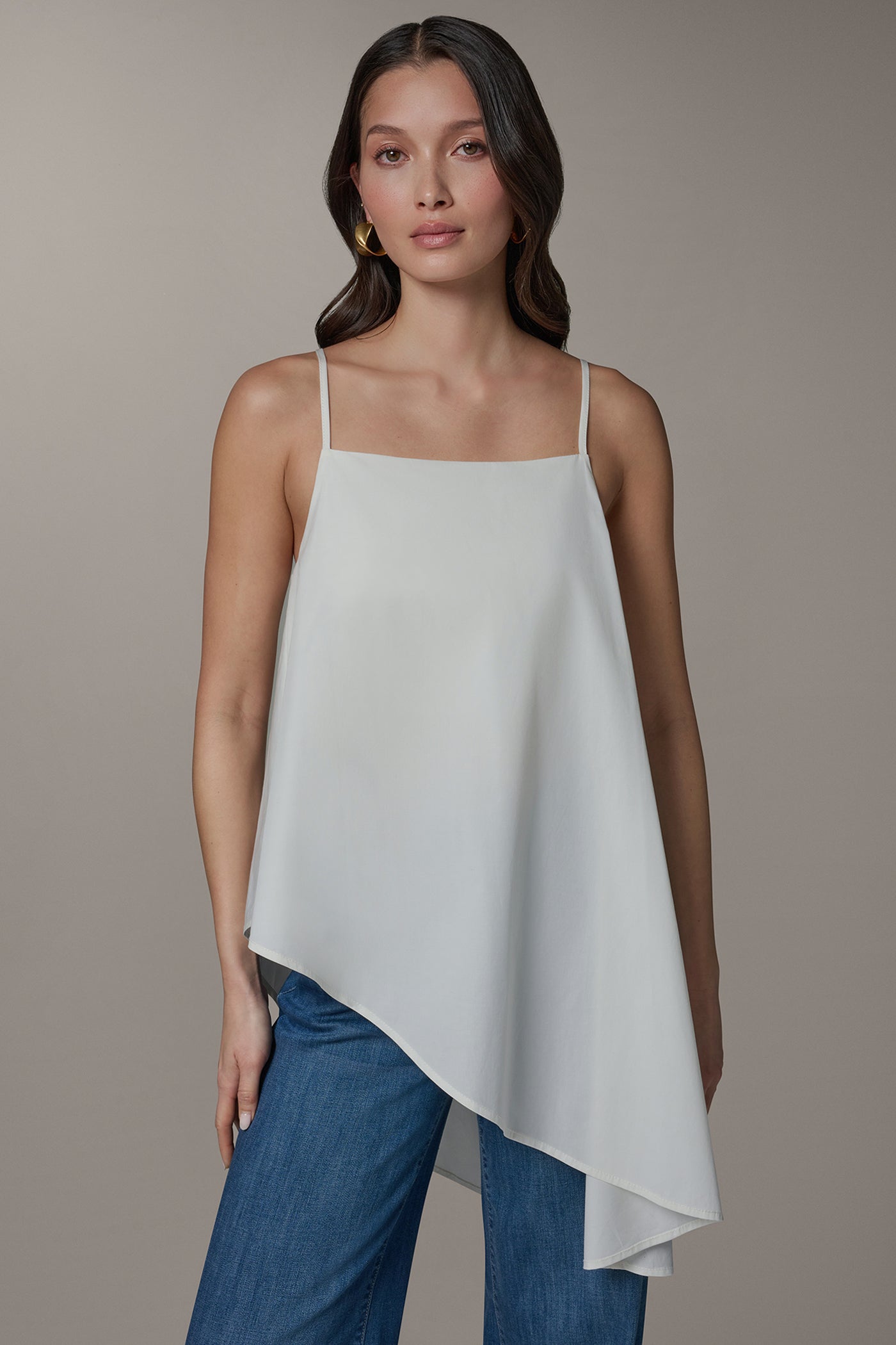 ASYMMETRICAL HEM TIE STRAP BLOUSE | View 1 | Clothing