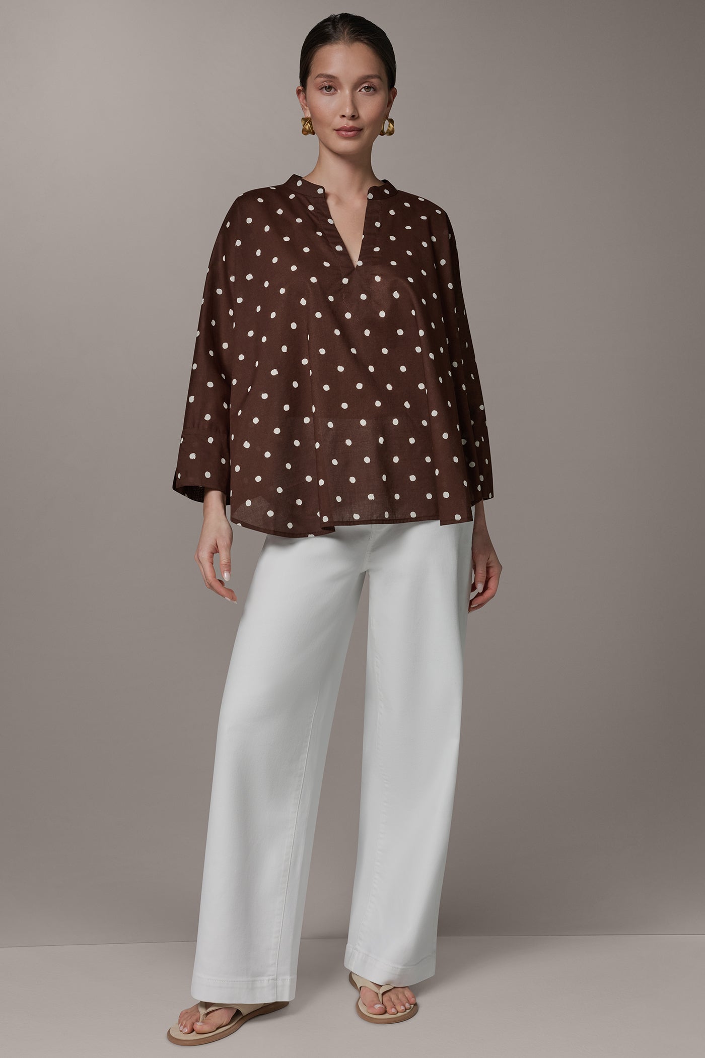 POLKA DOT LONG SLEEVE BLOUSE VIEW 7 | Donna Karan Weekend