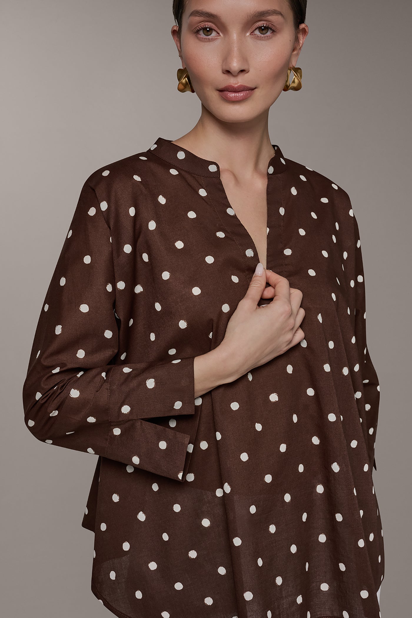 POLKA DOT LONG SLEEVE BLOUSE VIEW 4 | Donna Karan Weekend