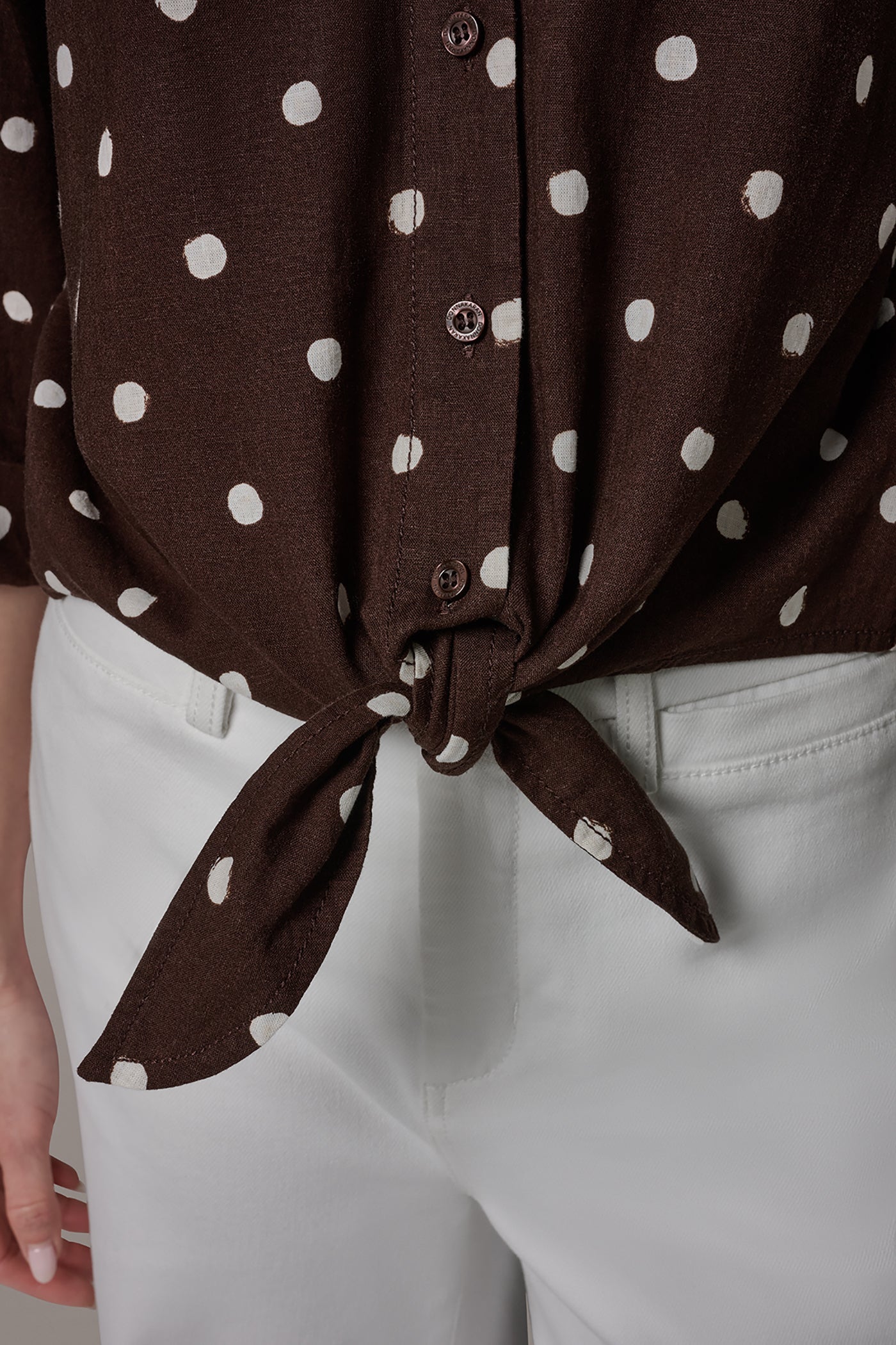 LONG SLEEVE TIE-FRONT BLOUSE VIEW 5 | Casual Collection