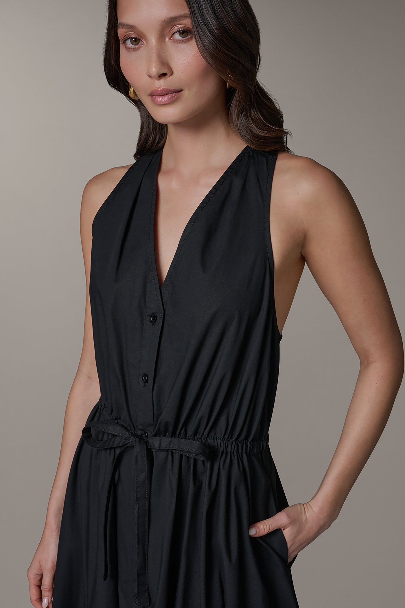 Donna Karan Women's Sleeveless Midi Halter Dress in Black Donna Karan Women's Sleeveless Midi Halter Dress in Black
