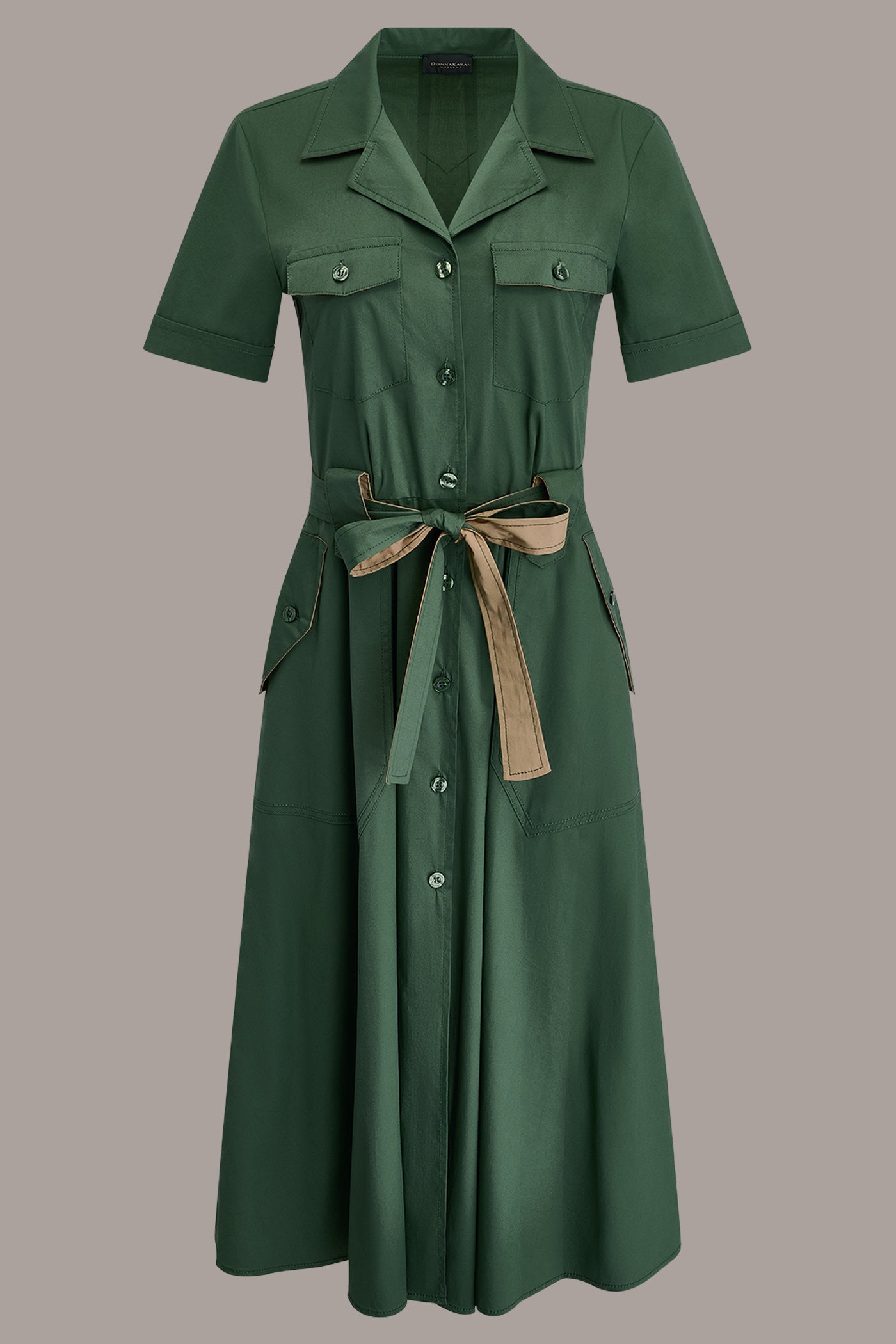 donna karan new york women's v-neck belted short-sleeve midi dress Donna Karan Sleeveless Square Neck Midi A Line Dress - Green - Size 4