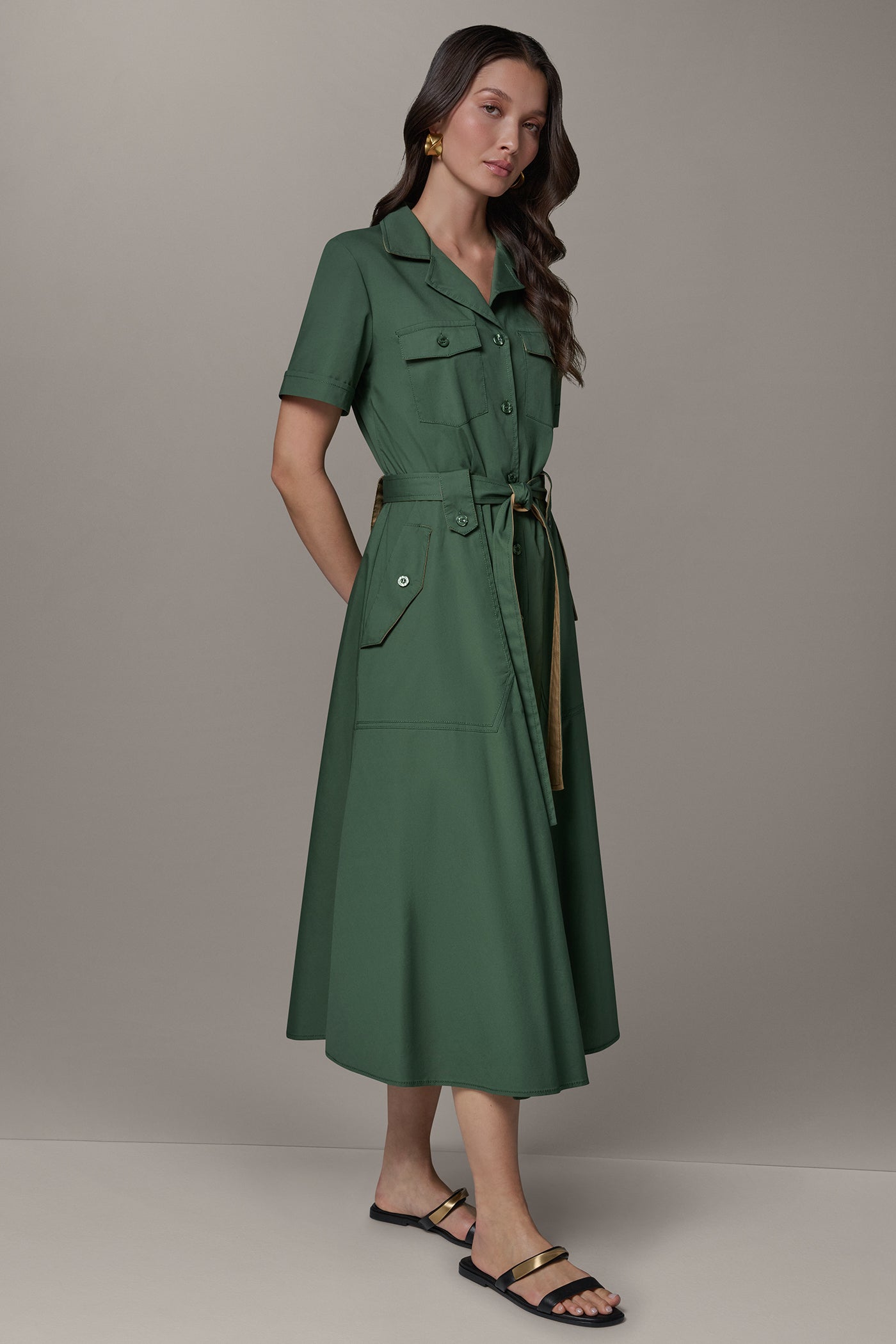 SHORT SLEEVE MIDI SHIRT DRESS VIEW 4 | Dresses & Jumpsuits