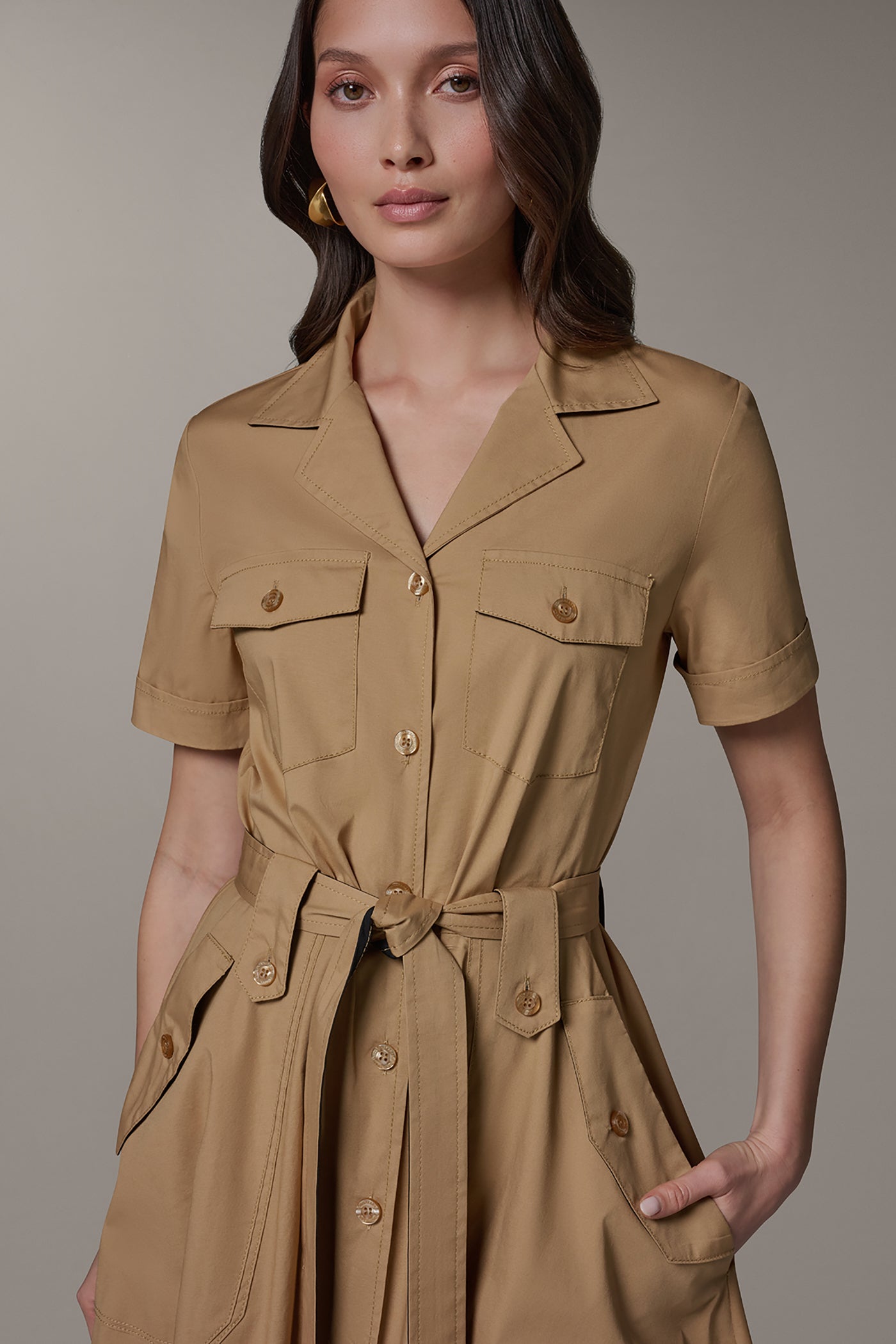 SHORT SLEEVE MIDI SHIRT DRESS (alternate view)
