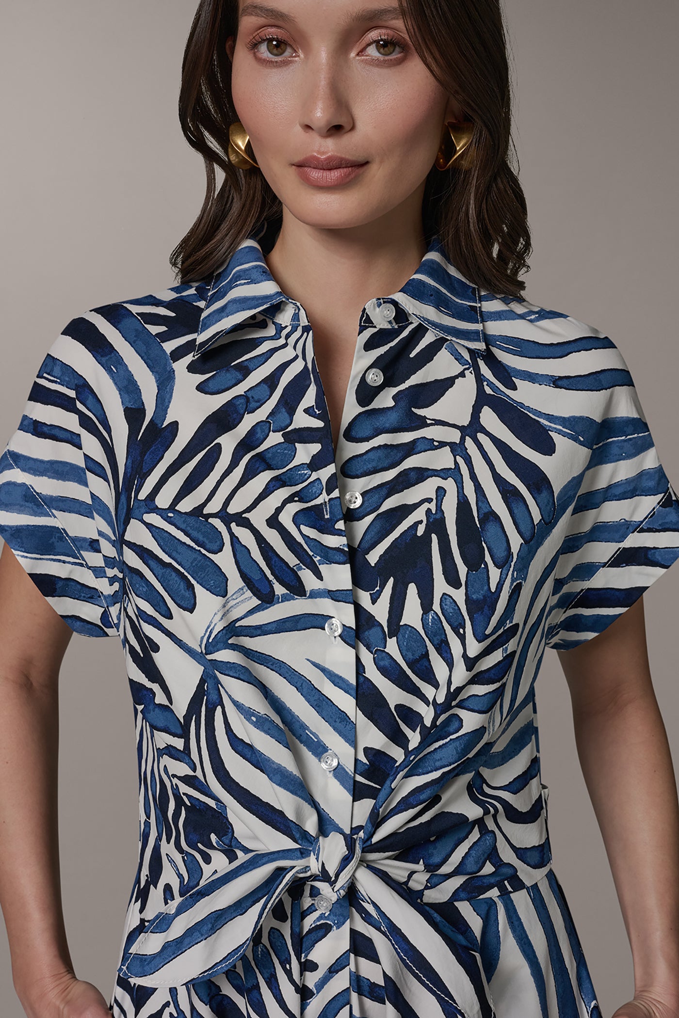 SHORT SLEEVE TIE FRONT MAXI SHIRT DRESS VIEW 4 | Select Dresses