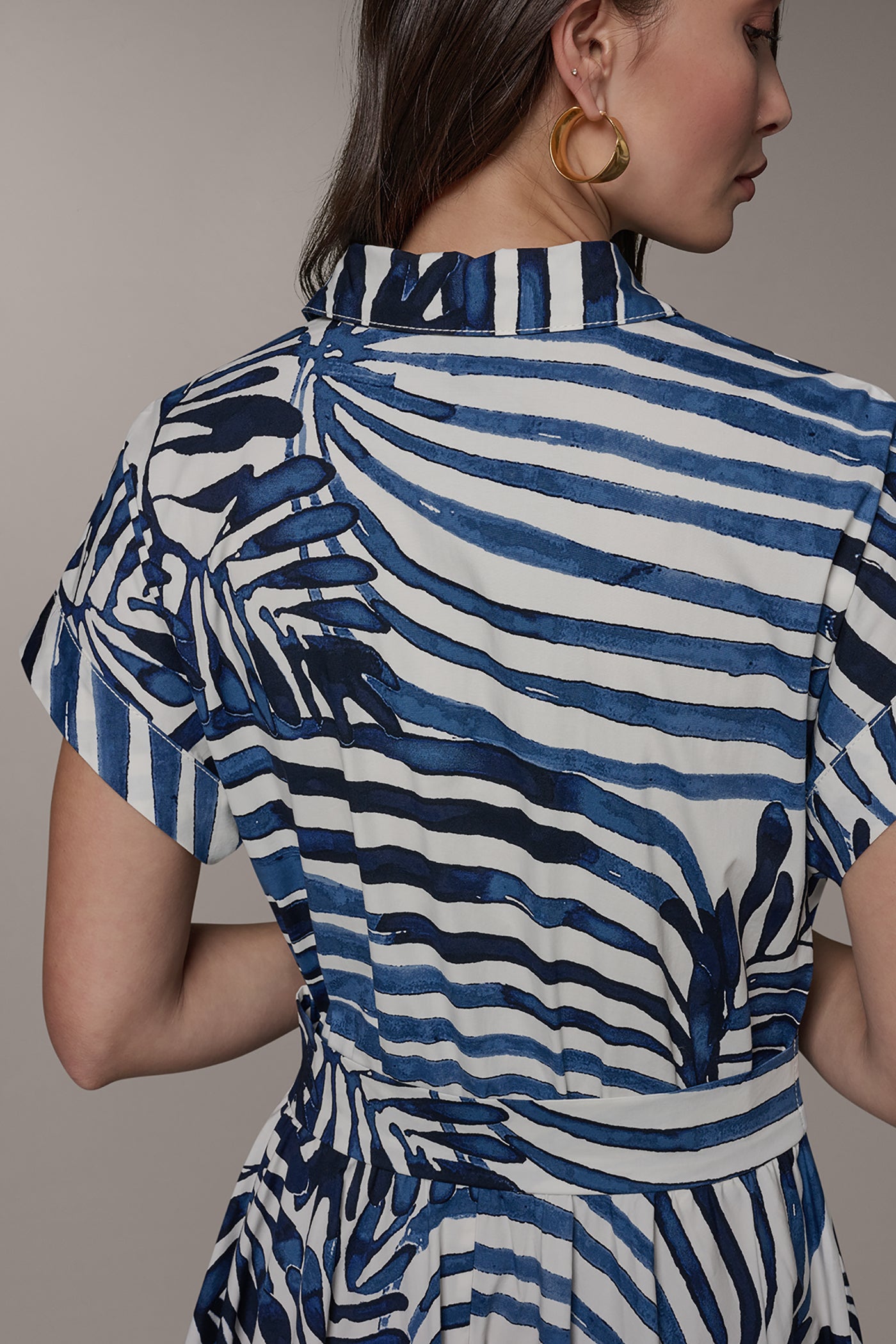 SHORT SLEEVE TIE FRONT MAXI SHIRT DRESS VIEW 5 | Select Dresses