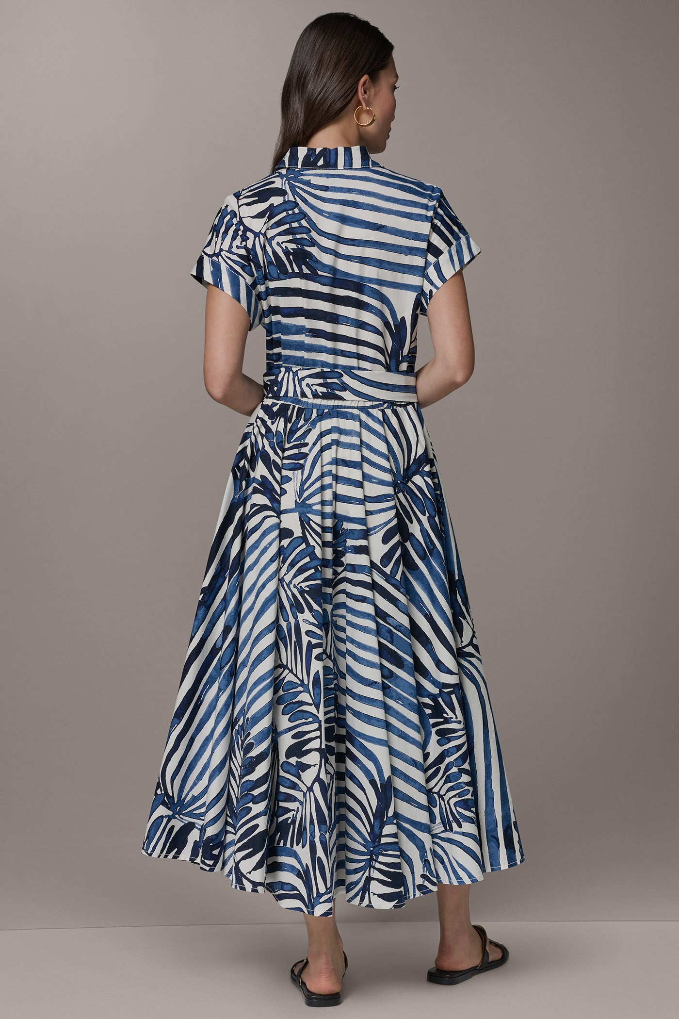 SHORT SLEEVE TIE FRONT MAXI SHIRT DRESS (alternate view)