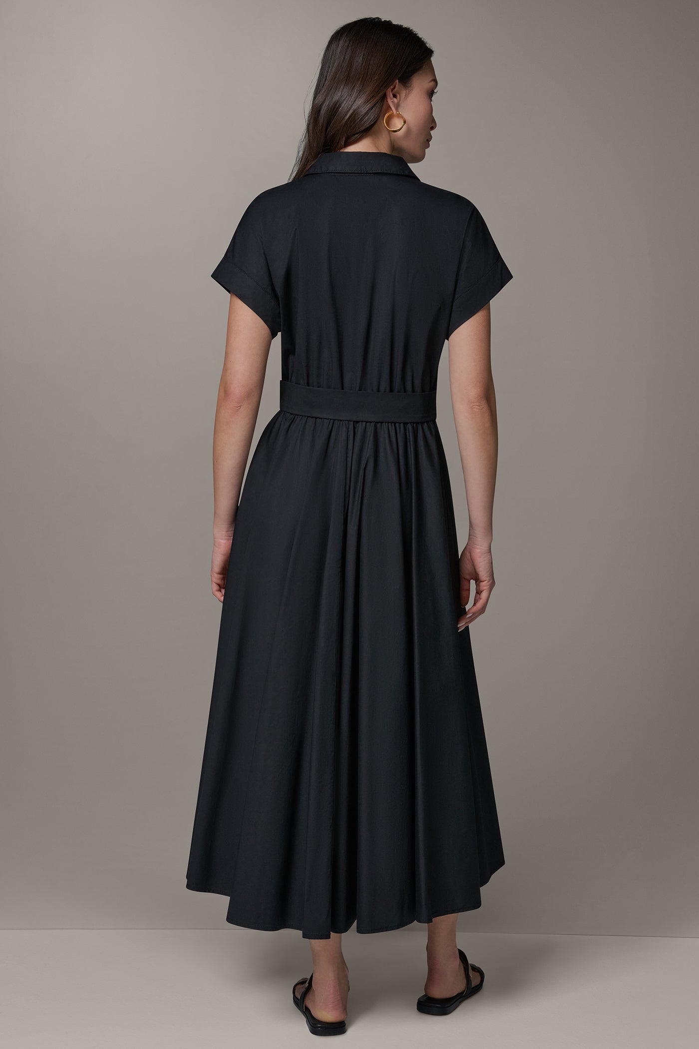 SHORT SLEEVE TIE FRONT MAXI SHIRT DRESS (alternate view)