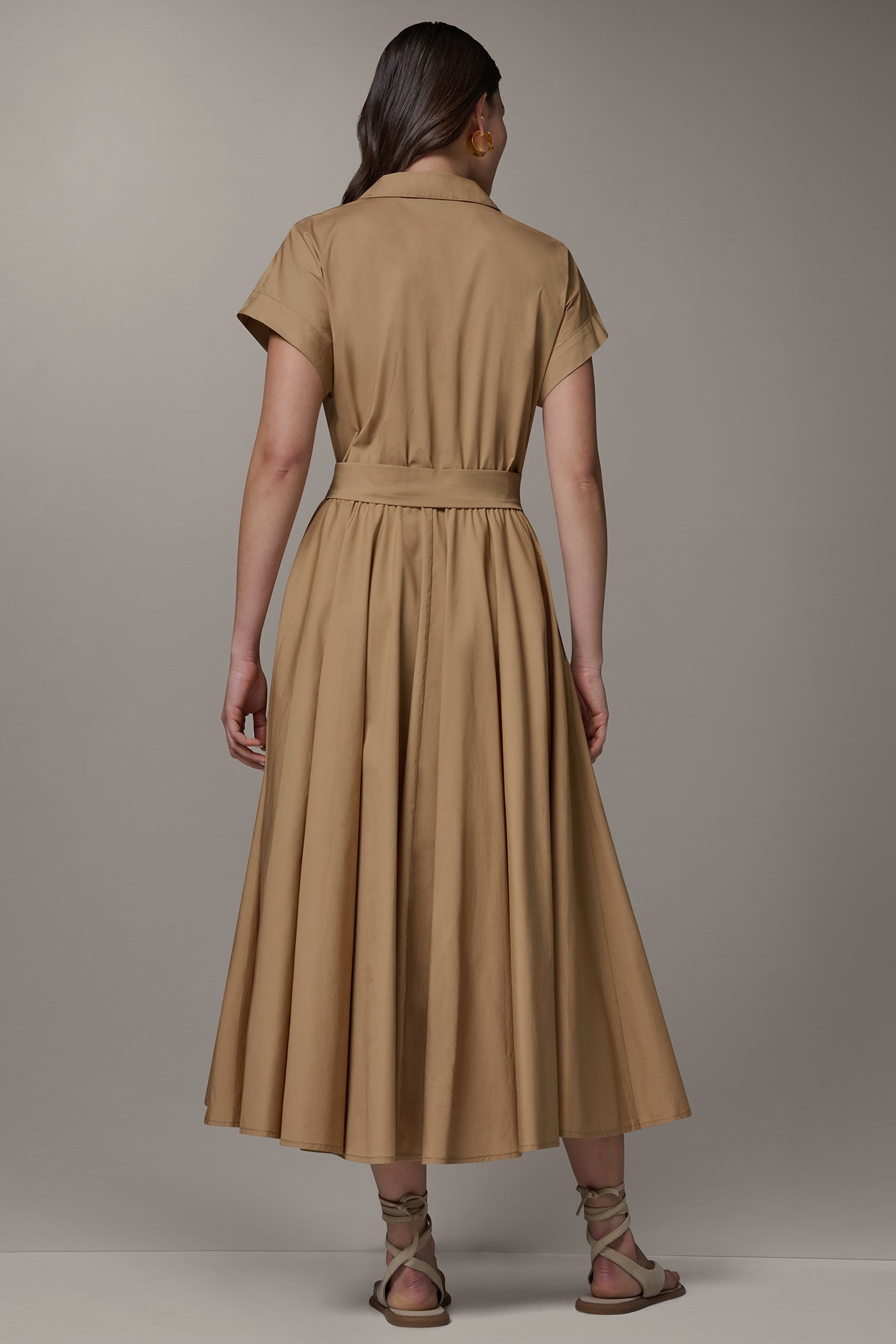 SHORT SLEEVE TIE FRONT MAXI SHIRT DRESS (alternate view)