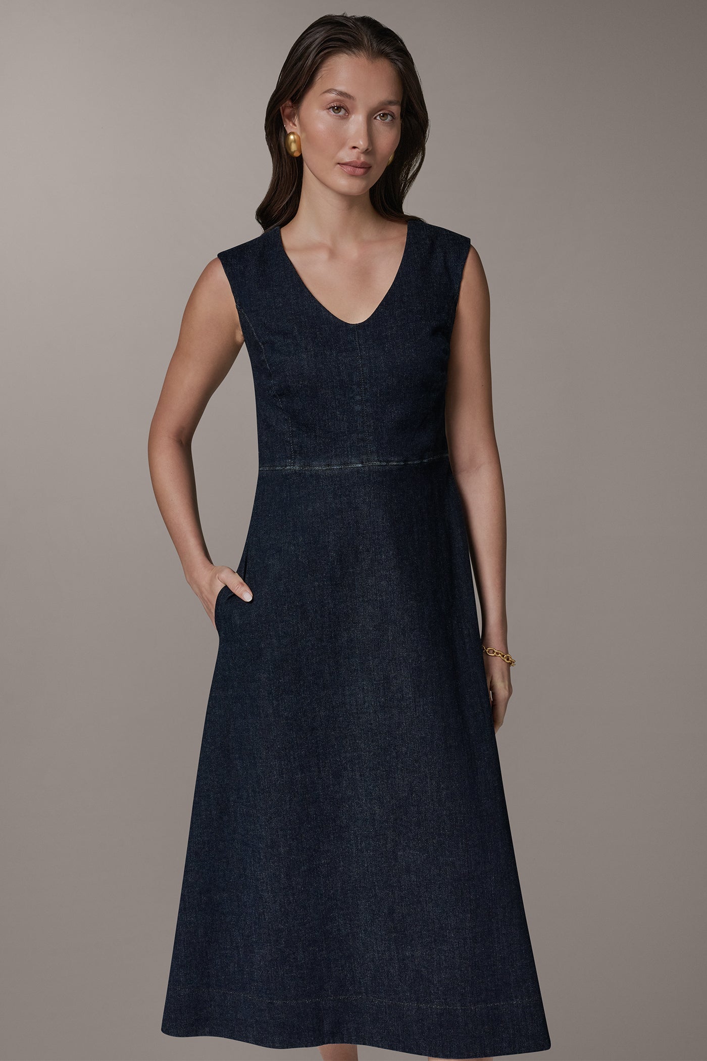 SLEEVELESS MIDI A-LINE DRESS VIEW 7 | Donna Karan Weekend Dresses