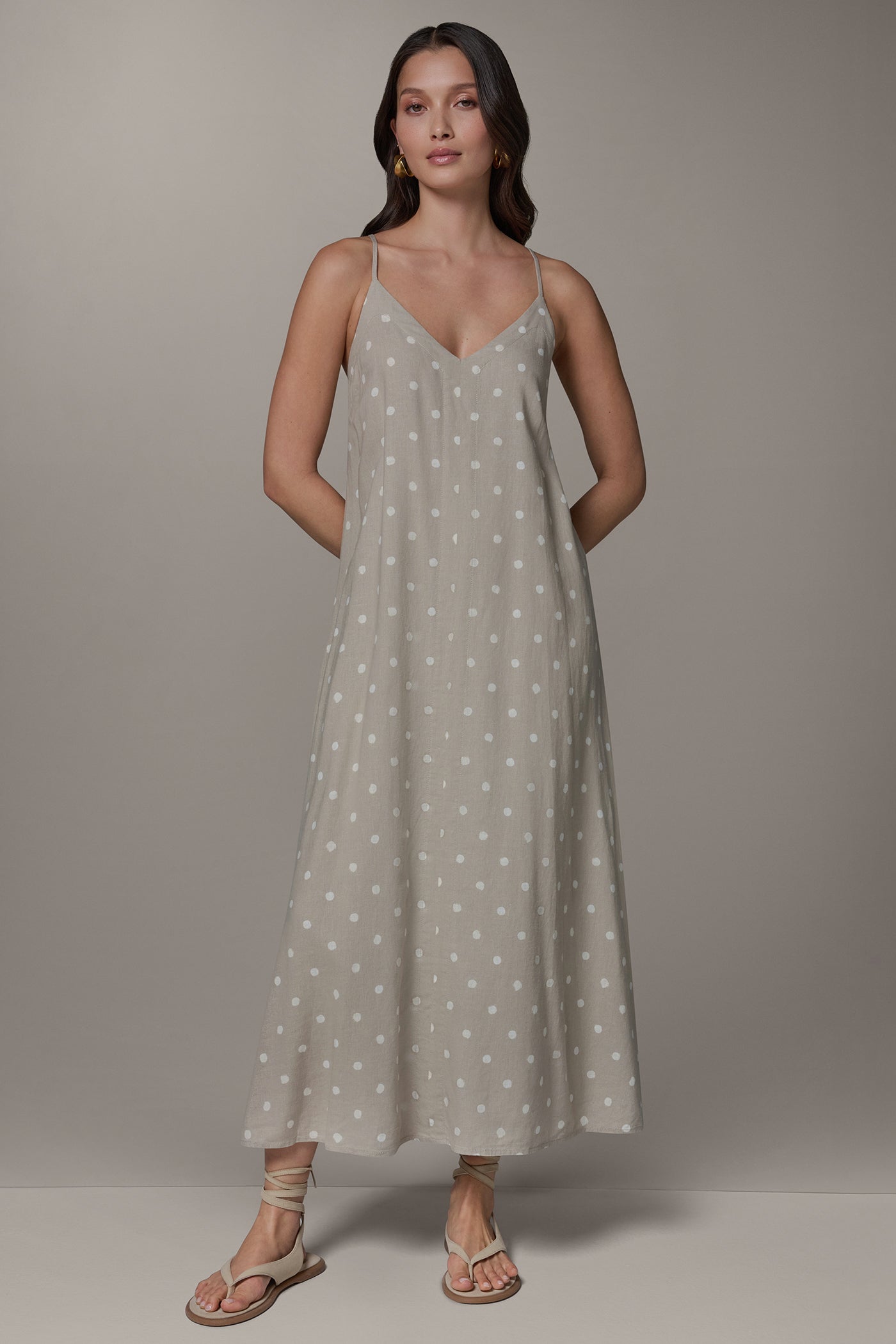 Donna Karan Weekend Women's Printed V-Neck Midi Dress - Sandstone Di