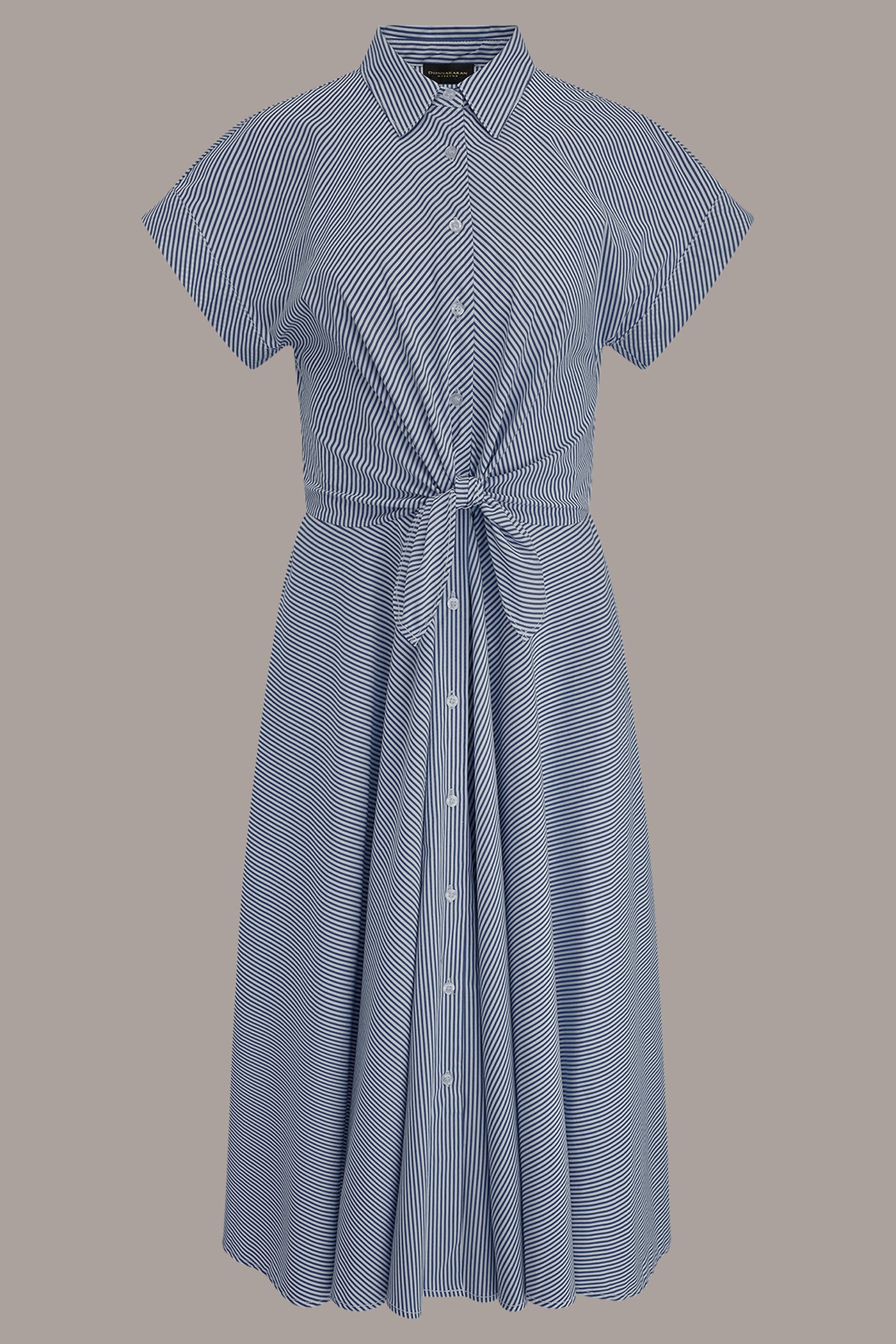 SHORT SLEEVE STRIPE TIE FRONT MAXI SHIRT DRESS VIEW 7 | Essential Dresses