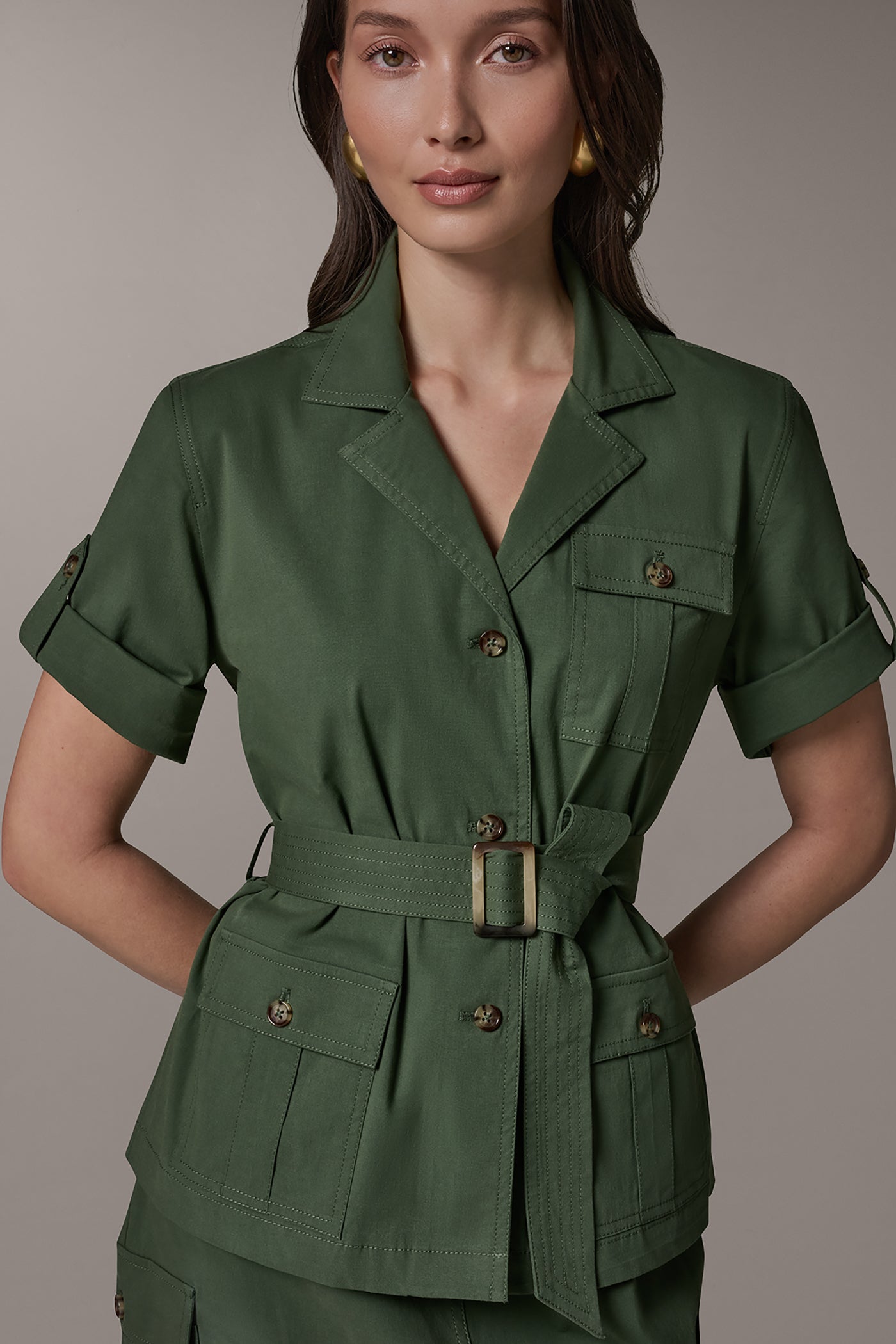 SHORT SLEEVE SAFARI JACKET VIEW 4 | Donna Karan Weekend Coats and Jackets