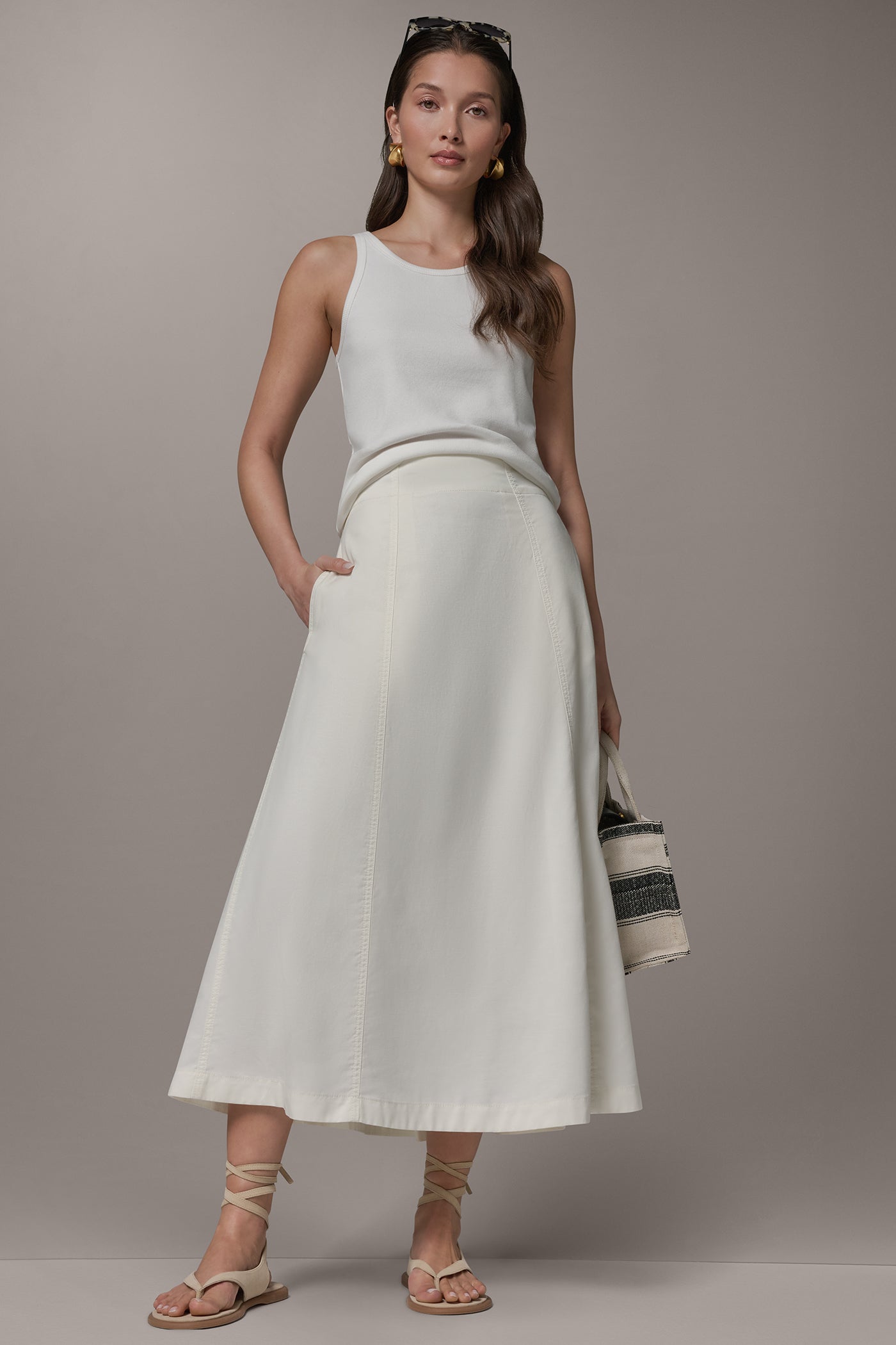 MIDI A-LINE PANEL SKIRT VIEW 7 | Casual Collection