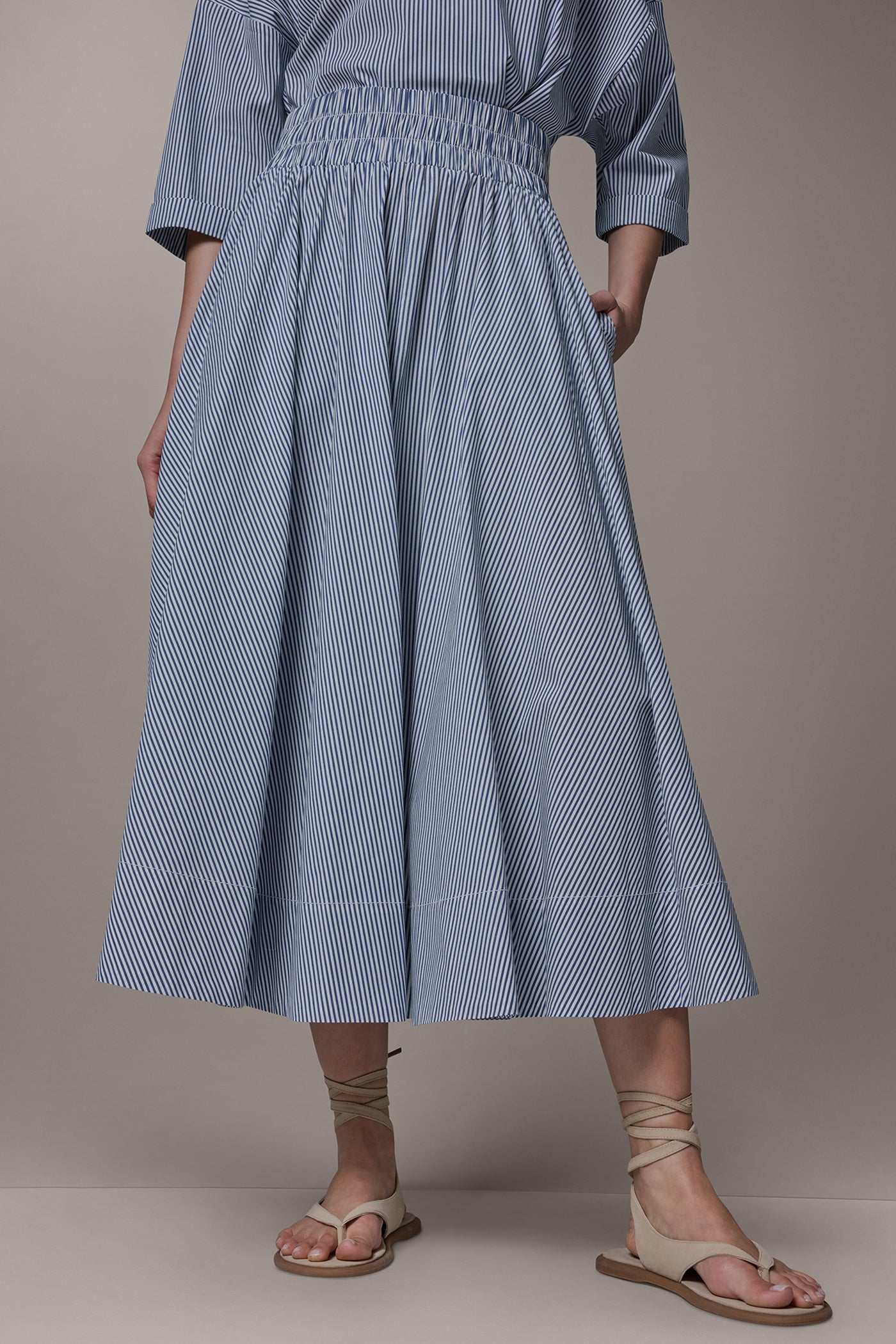 STRIPE MAXI A-LINE SKIRT