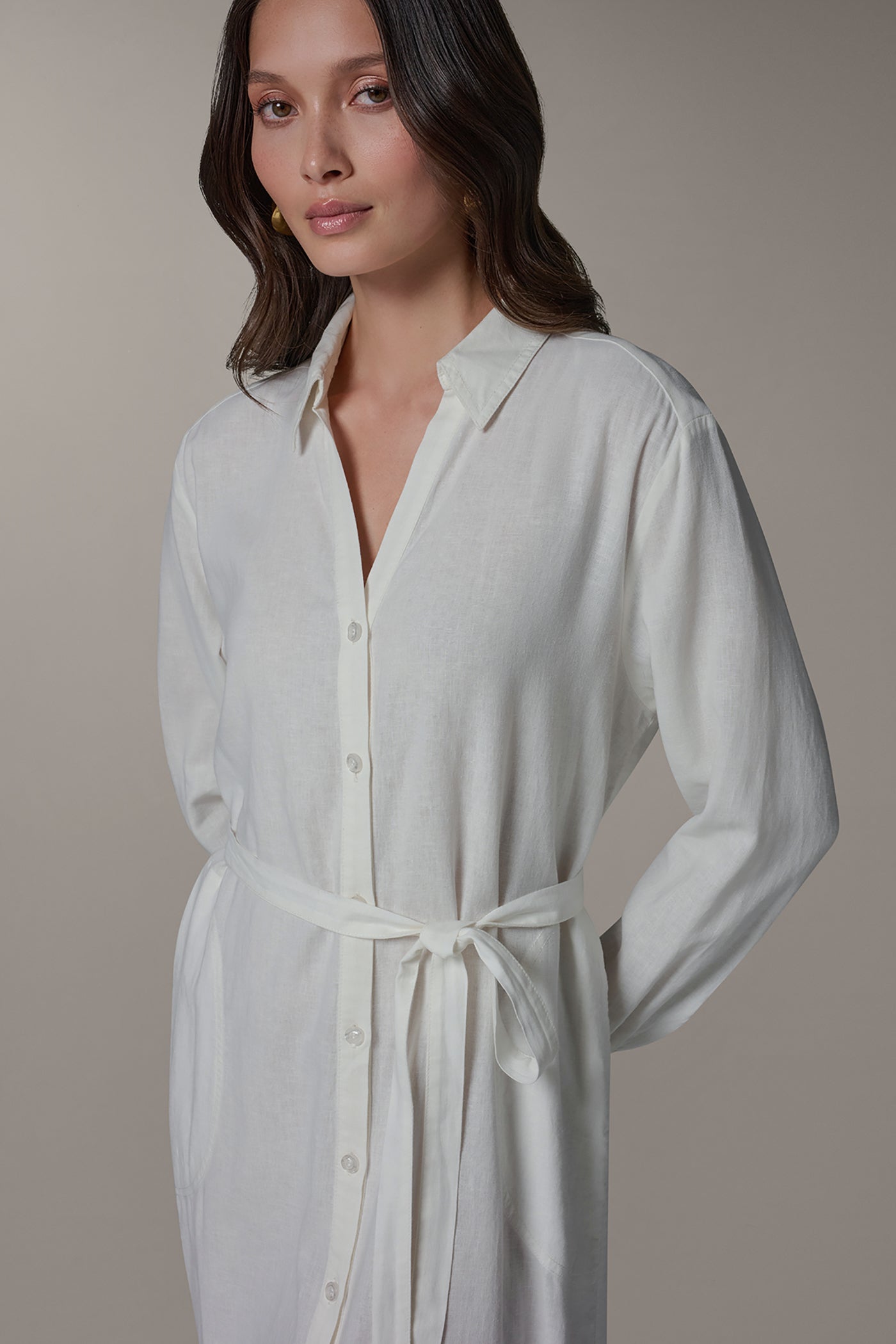 LONG SLEEVE MIDI SHIRT DRESS VIEW 4 | Included in discounts