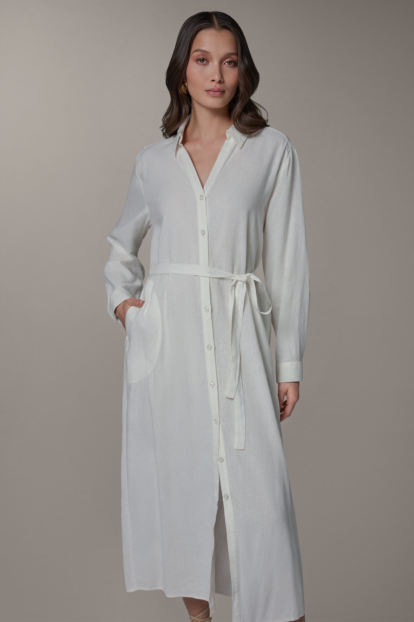 LONG SLEEVE MIDI SHIRT DRESS VIEW 8 | Included in discounts