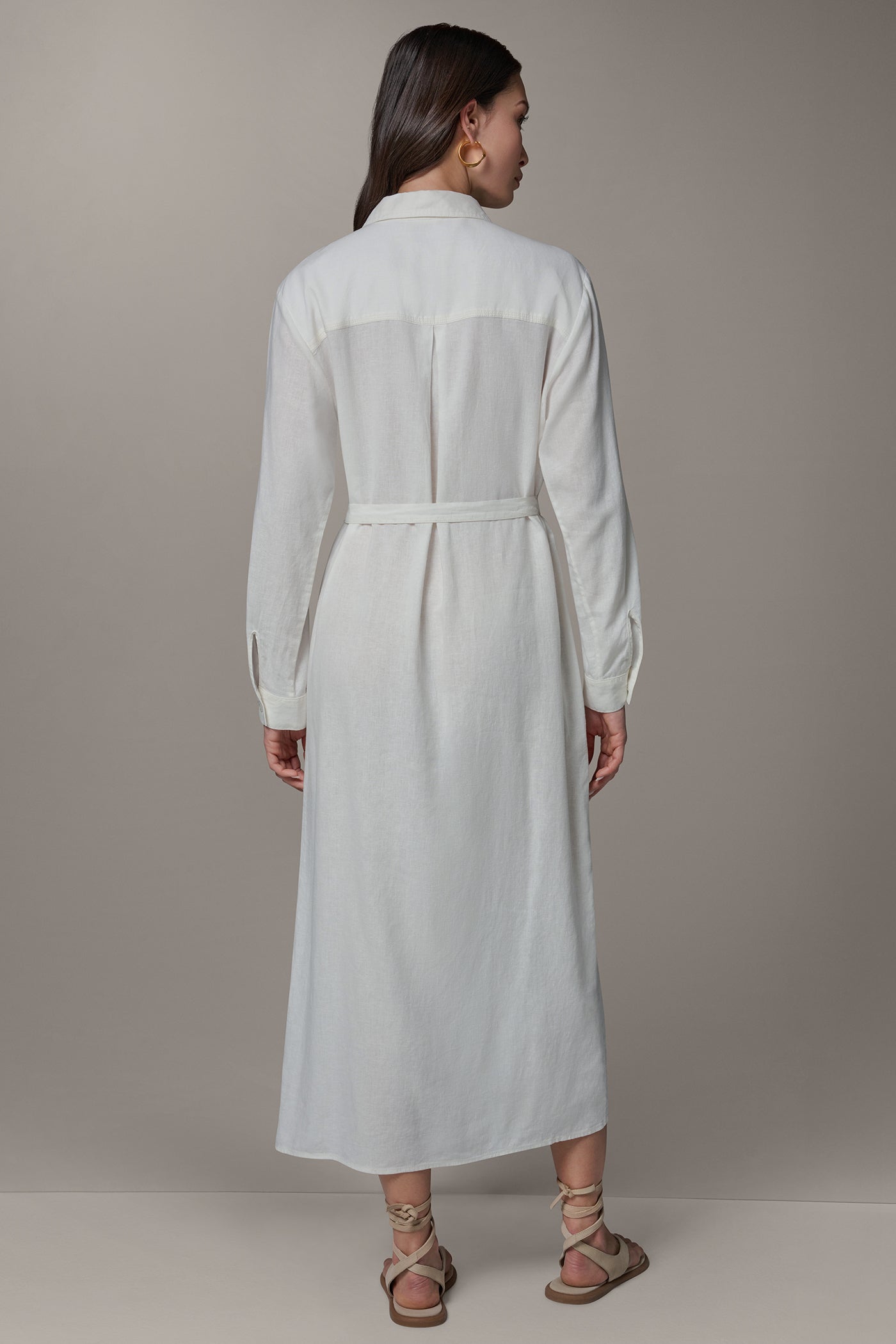 LONG SLEEVE MIDI SHIRT DRESS (alternate view)