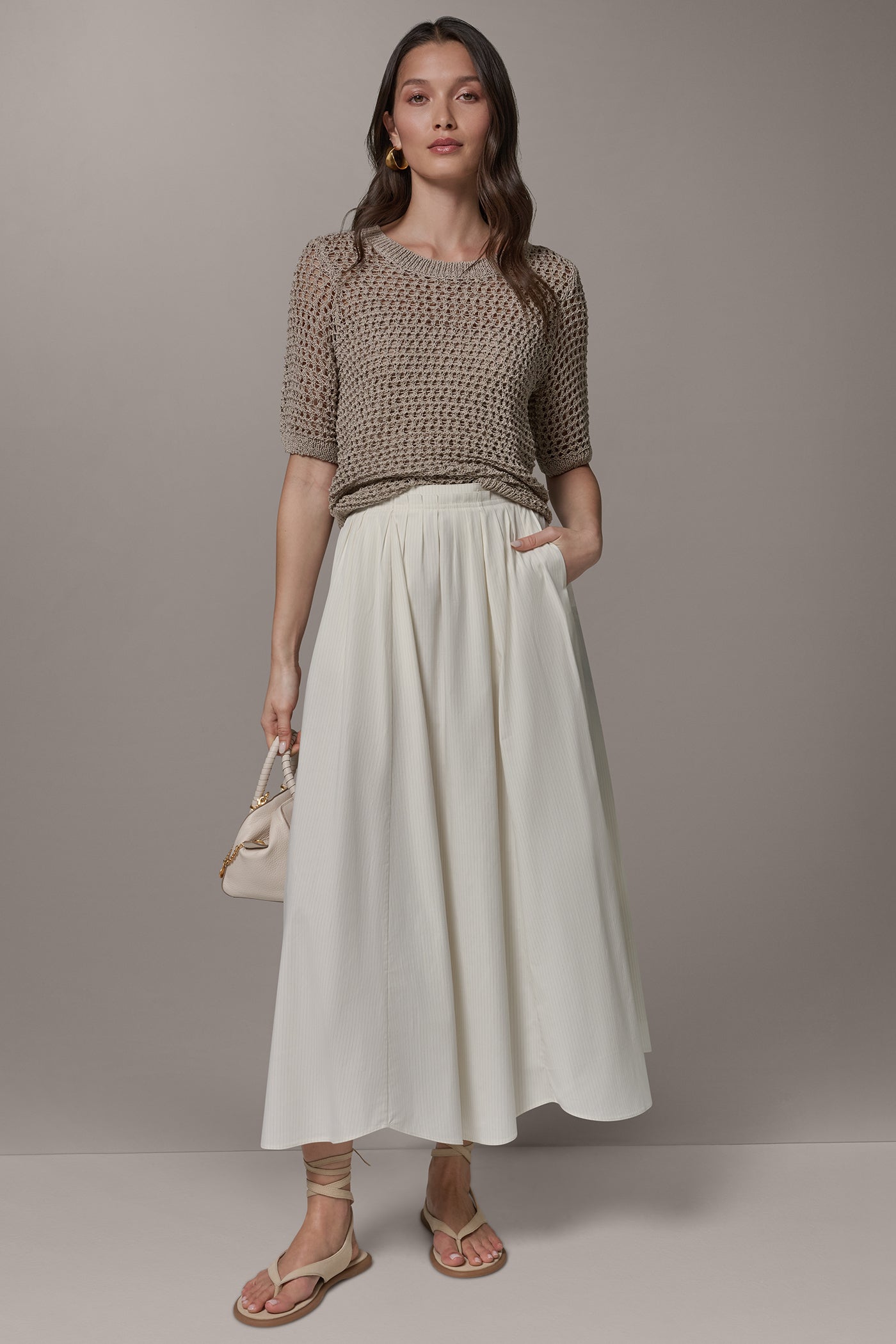 STRIPE PLEATED SKIRT VIEW 5 | Clothing