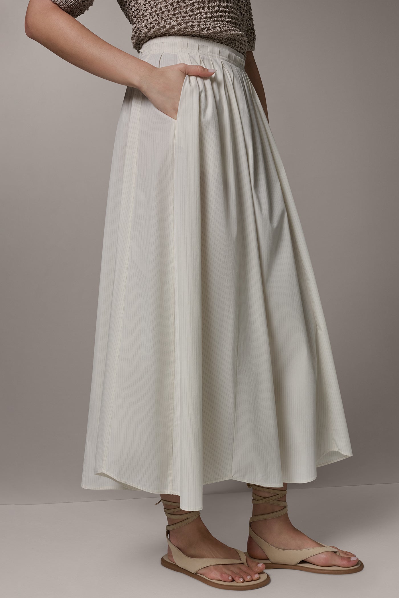 STRIPE PLEATED SKIRT VIEW 3 | Clothing