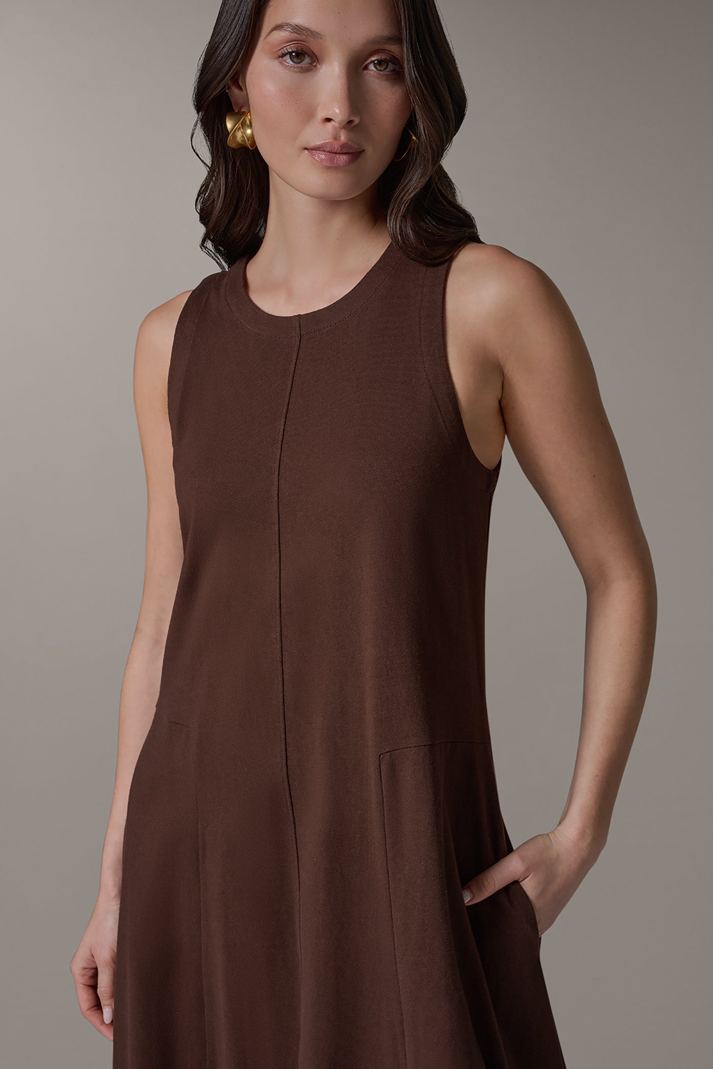 SLEEVELESS MIDI TRAPEZE DRESS VIEW 6 | Dresses & Jumpsuits