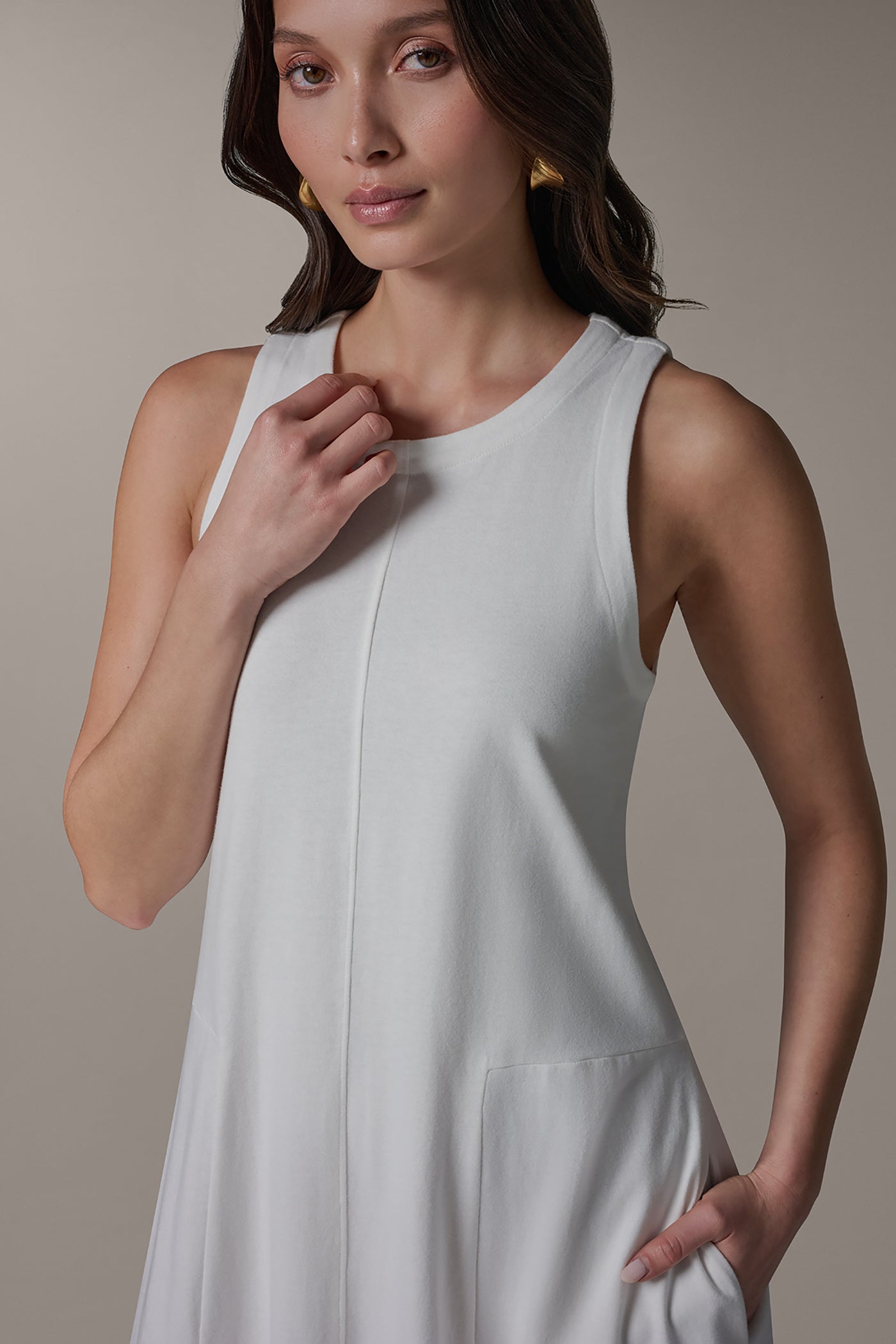 SLEEVELESS MIDI TRAPEZE DRESS VIEW 4 | Donna Karan Weekend Dresses