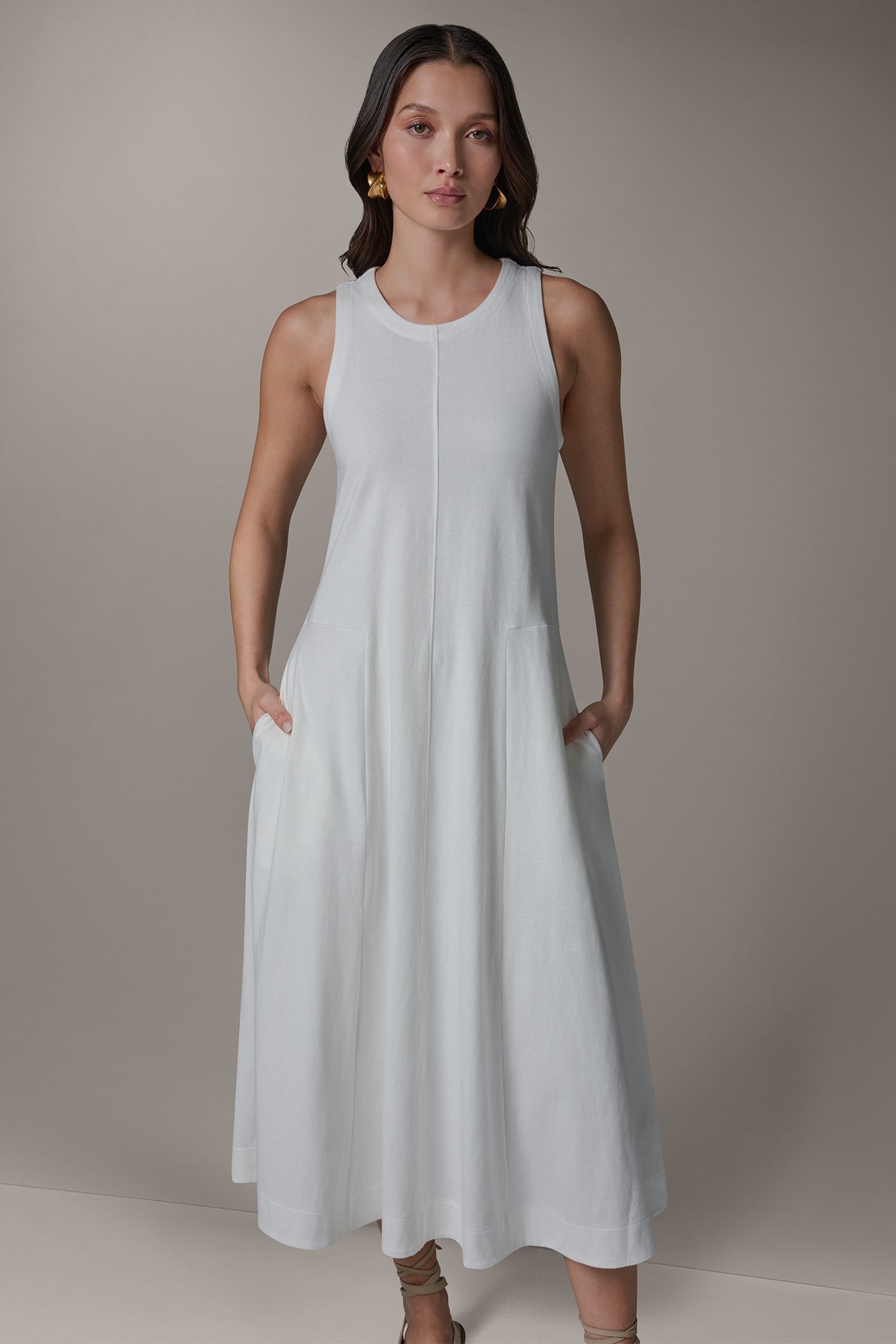 SLEEVELESS MIDI TRAPEZE DRESS VIEW 8 | Donna Karan Weekend Dresses