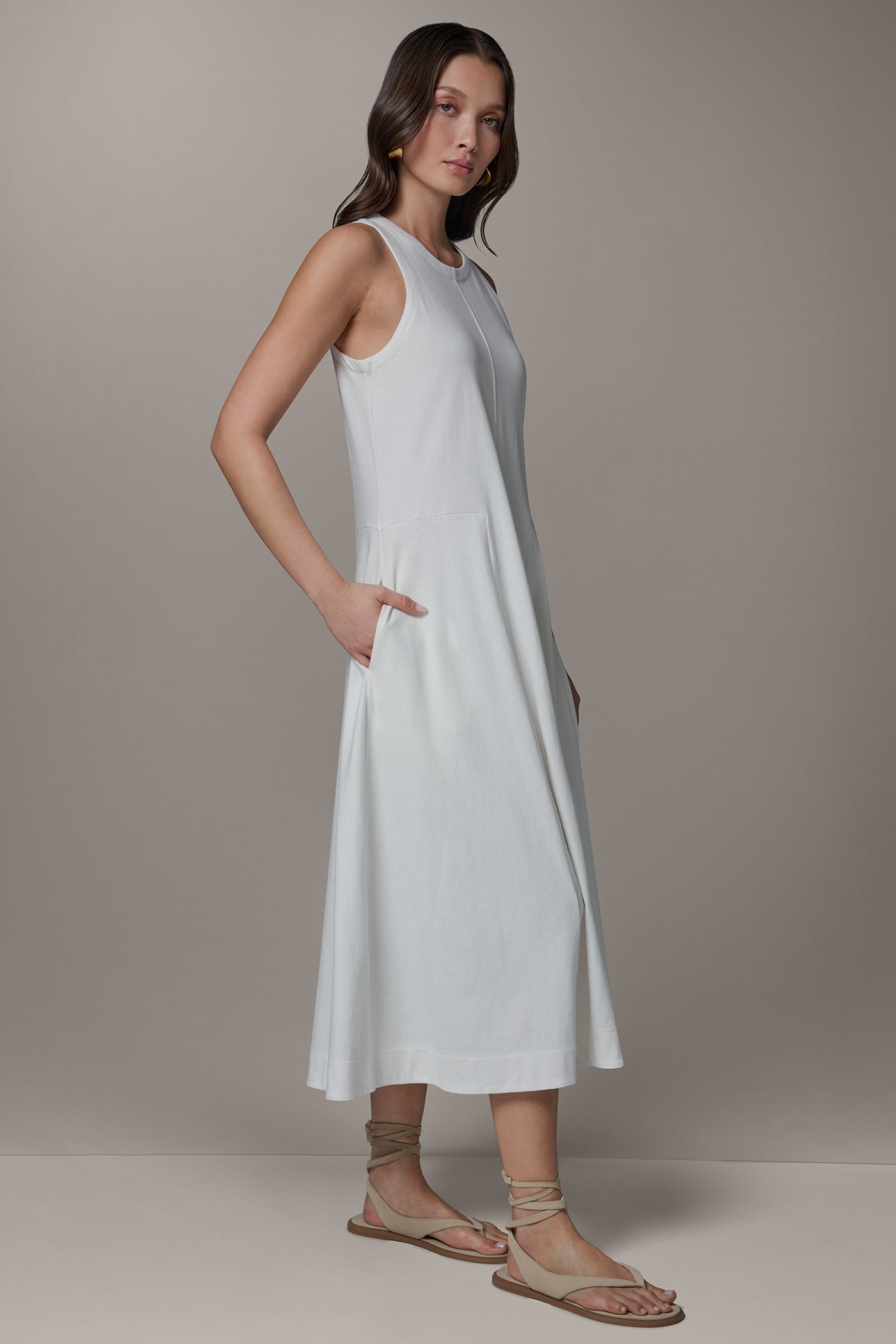 SLEEVELESS MIDI TRAPEZE DRESS VIEW 3 | Donna Karan Weekend Dresses