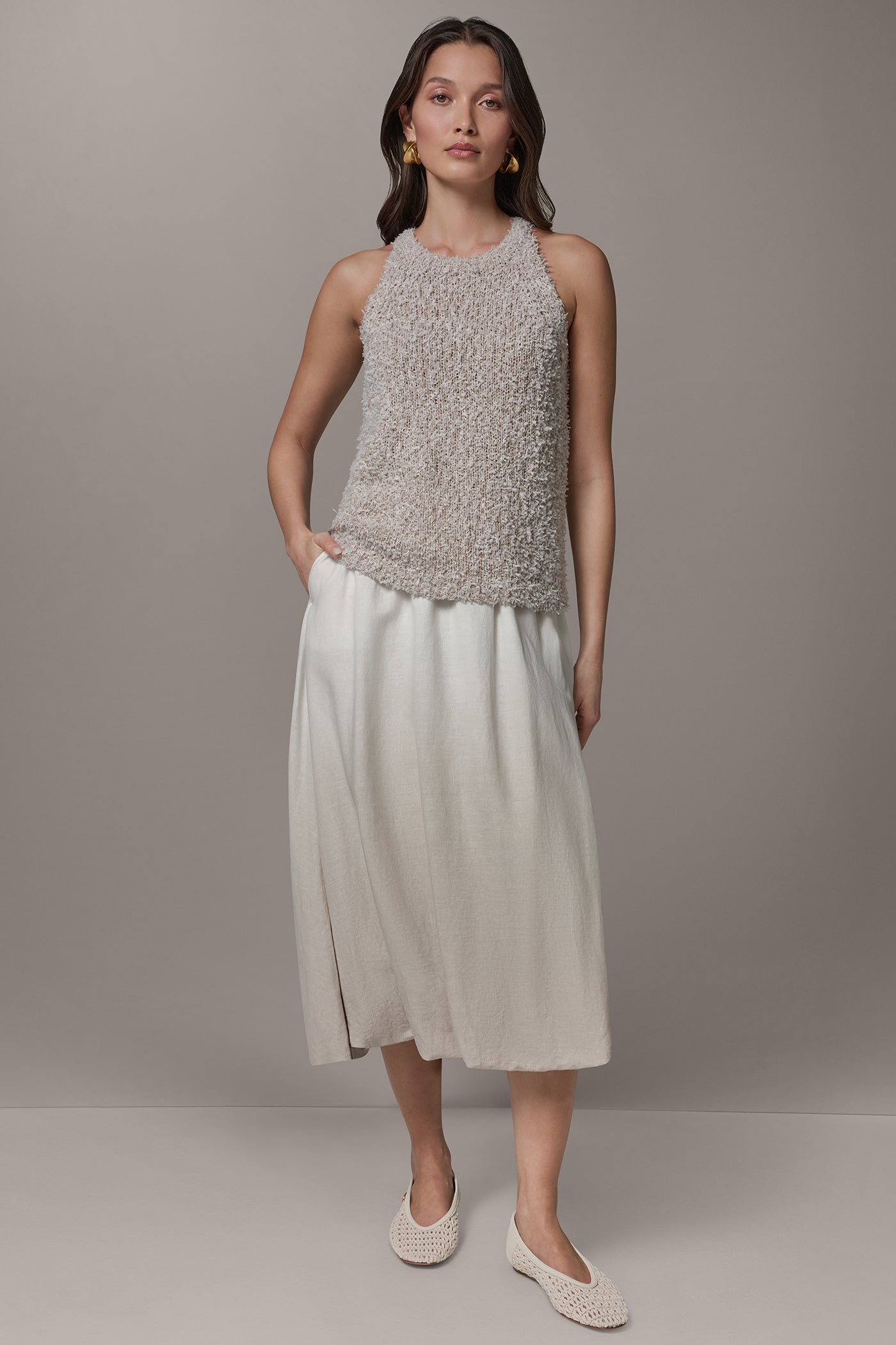 SLEEVELESS HALTER SWEATER TANK VIEW 7 | Donna Karan Weekend